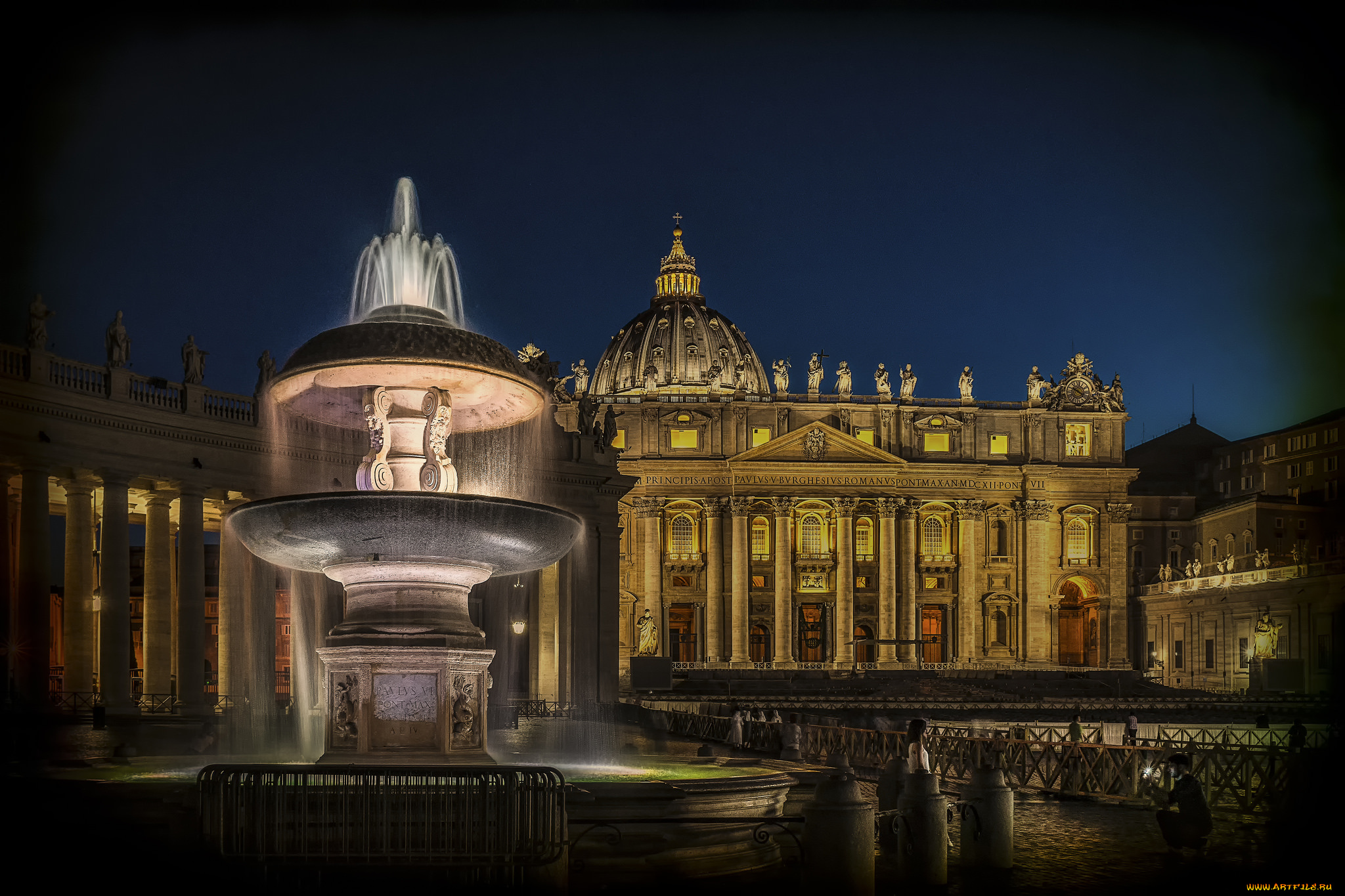 rome, , st, peter`s, basilica, города, рим, , ватикан, , италия, огни, ночь, дворец