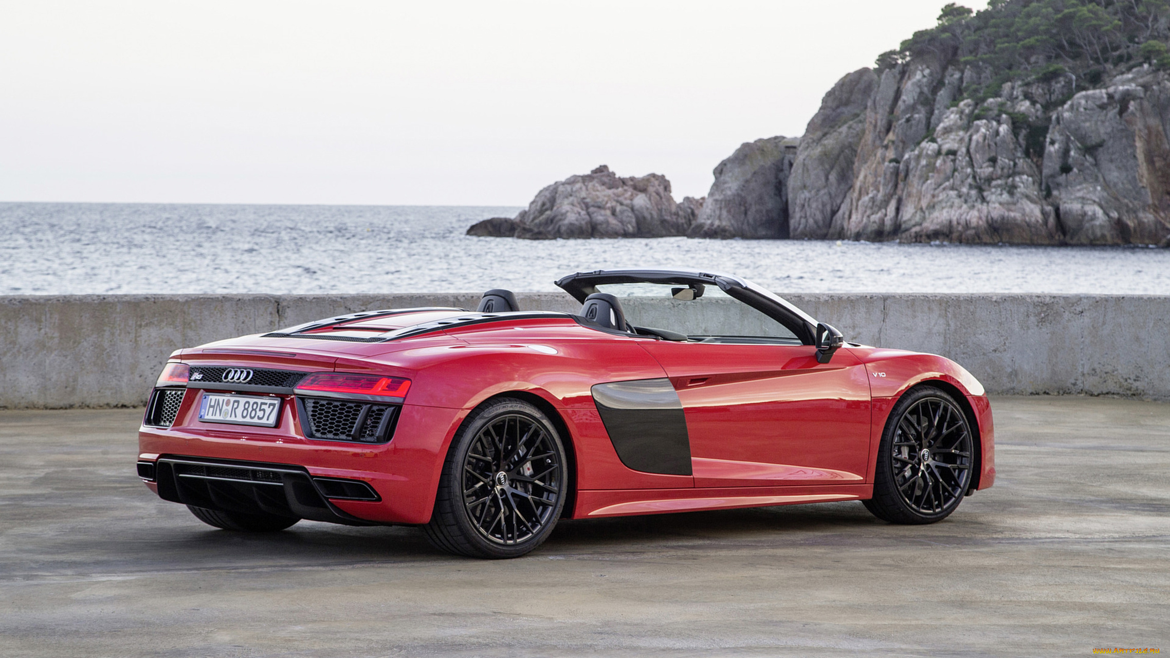 audi, r8, v10, spyder, 2017, автомобили, audi, spyder, v10, r8, красный, 2017