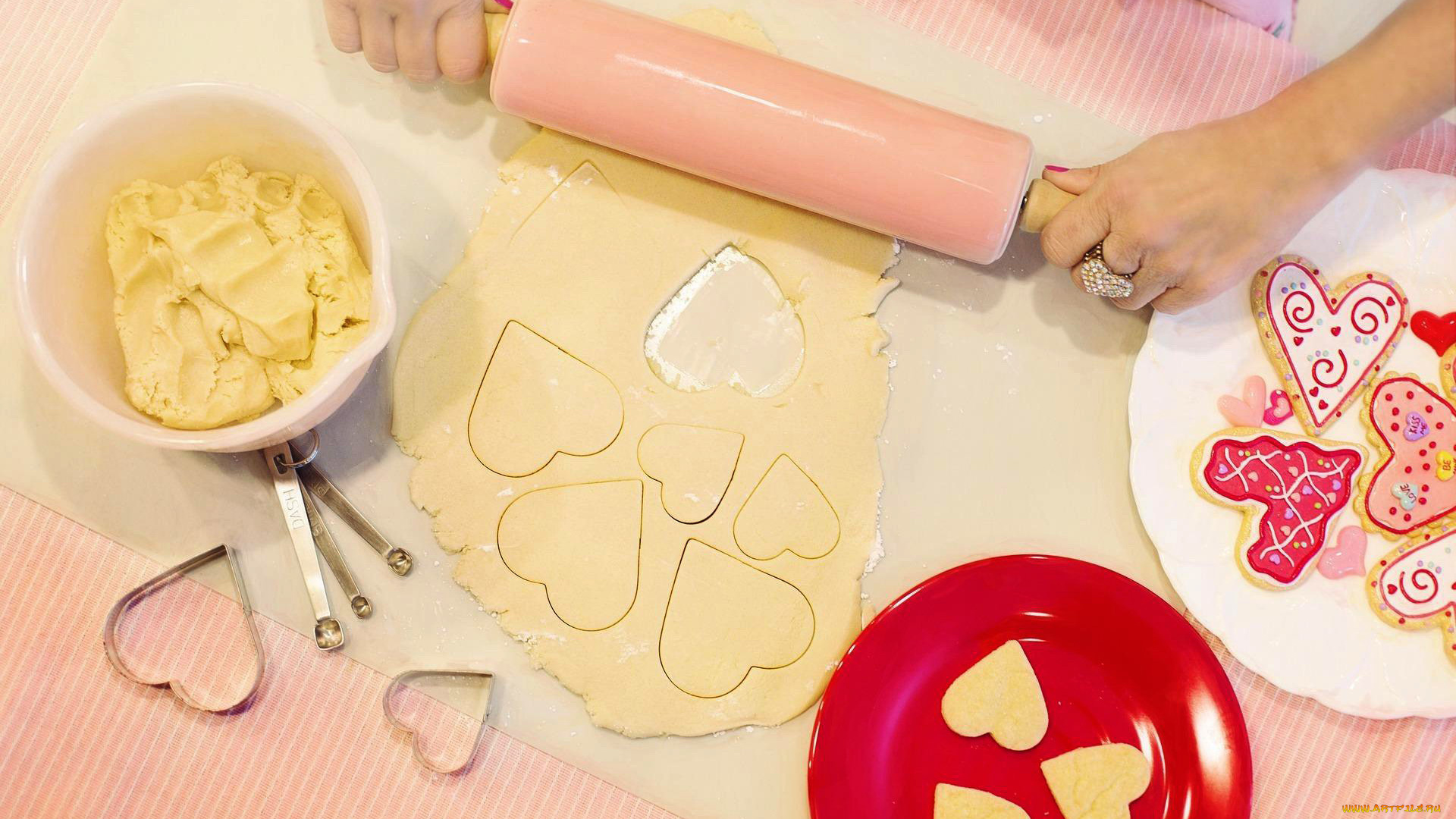 праздничные, день, святого, валентина, , сердечки, , любовь, пряники, сердечки, тесто