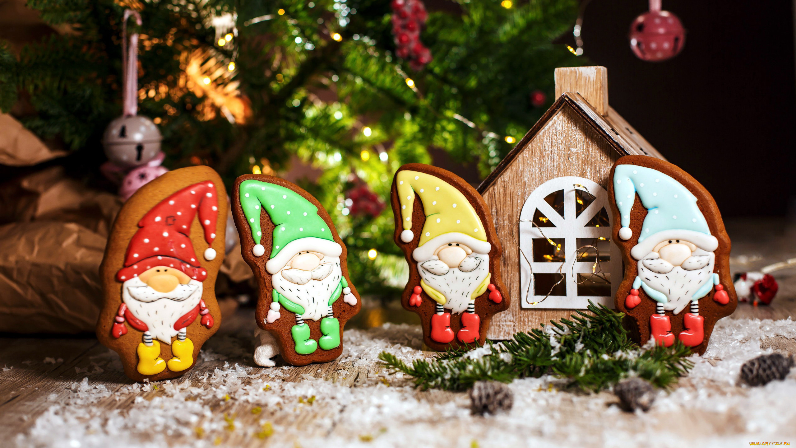 праздничные, фигурки, гномы, пряники