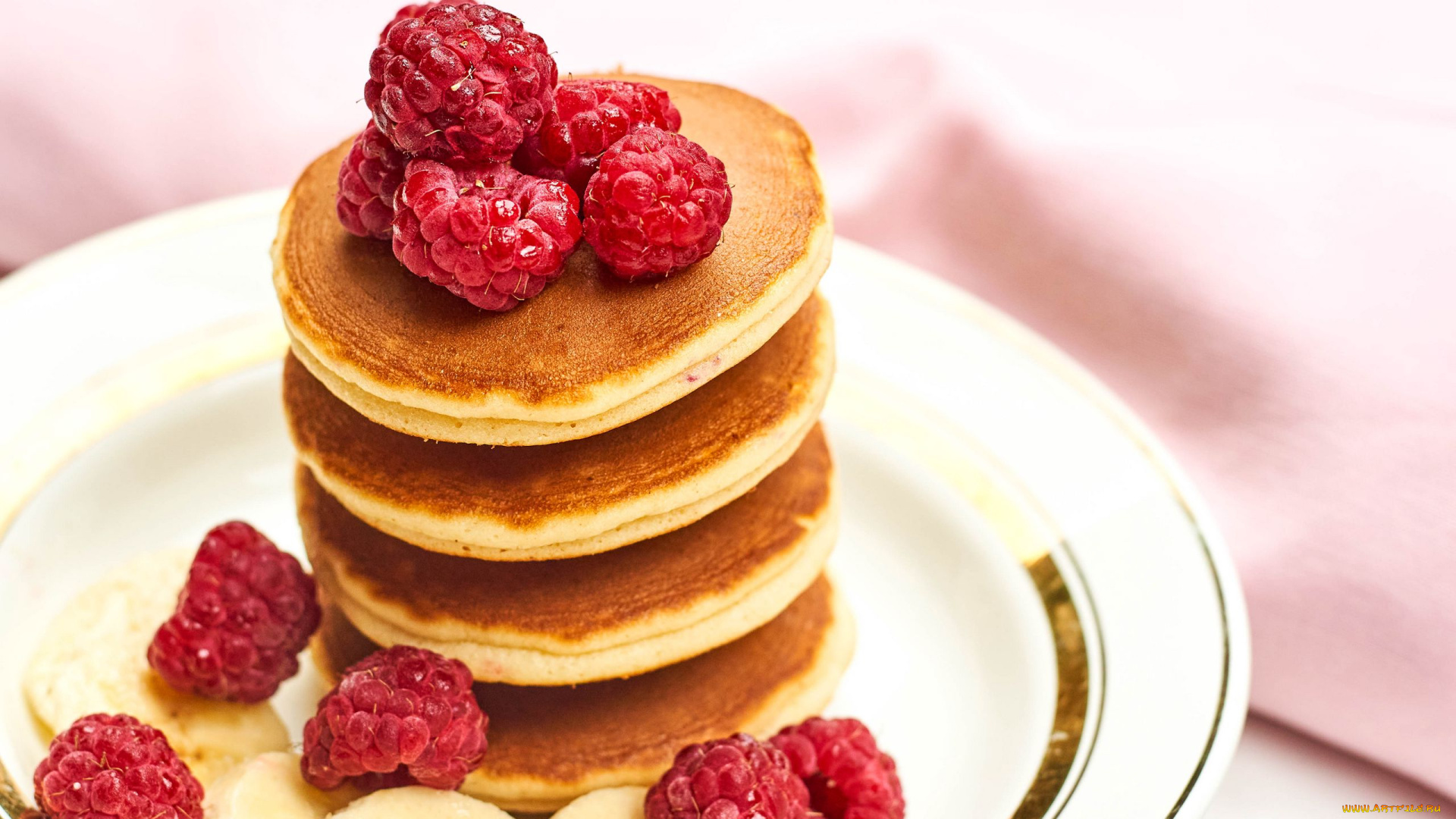 еда, блины, , оладьи, малина, оладьи, ягоды