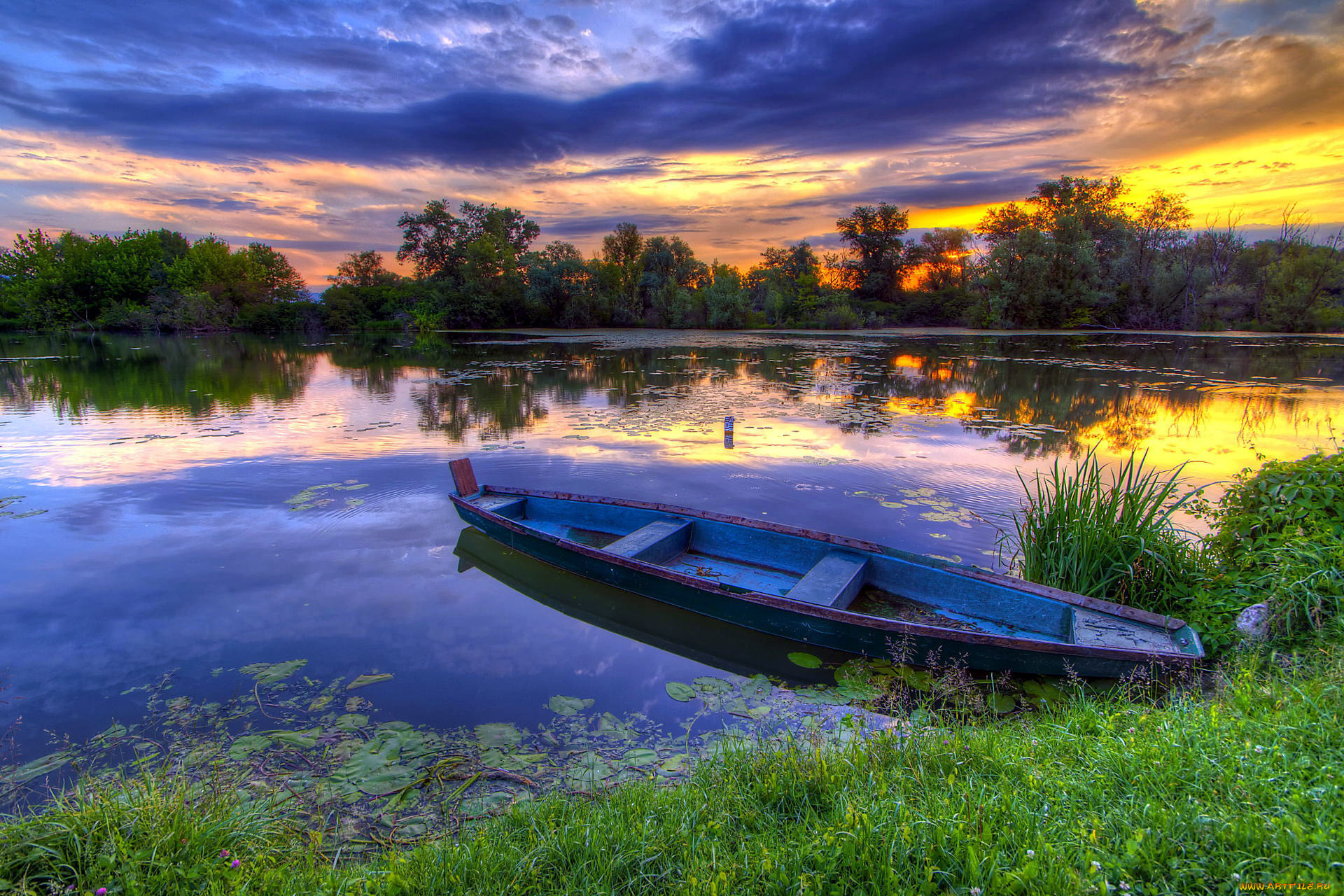 корабли, лодки, , шлюпки, закат, лодка, река