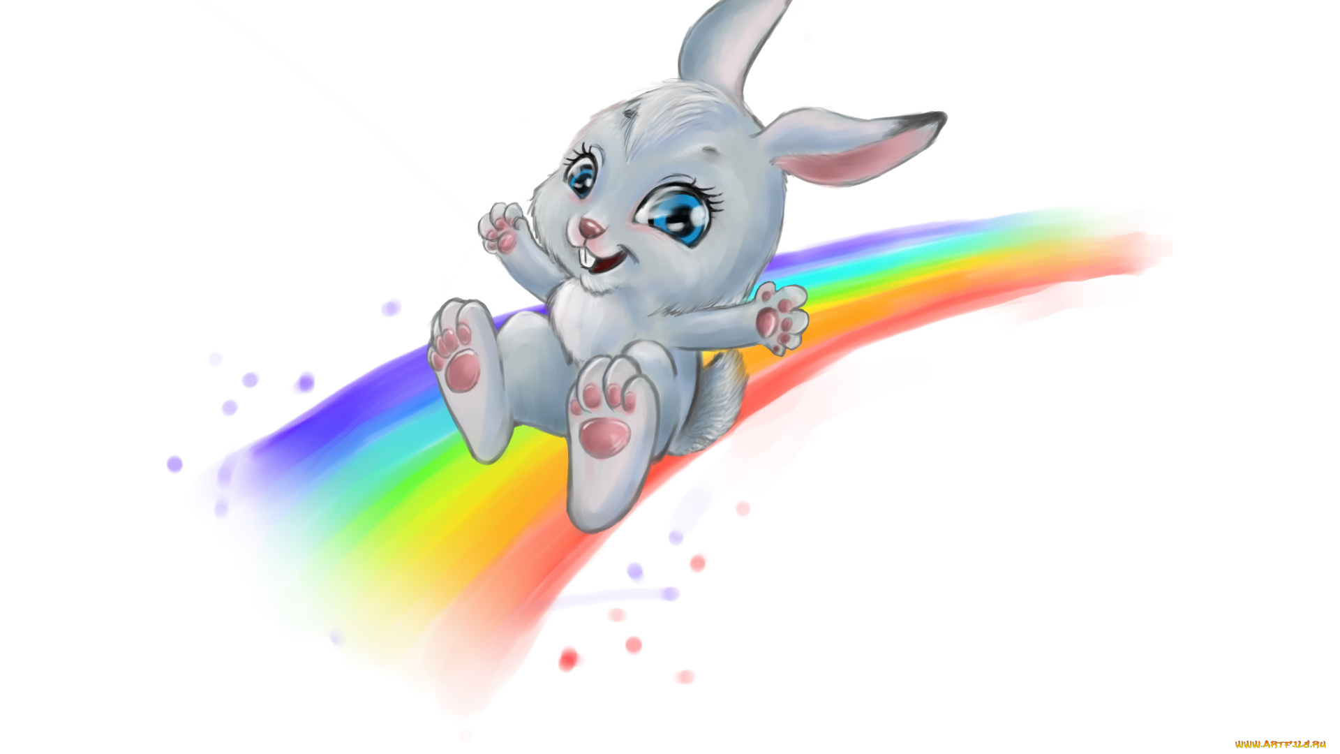 рисованное, животные, , зайцы, , кролики, радуга, заяц, улыбка