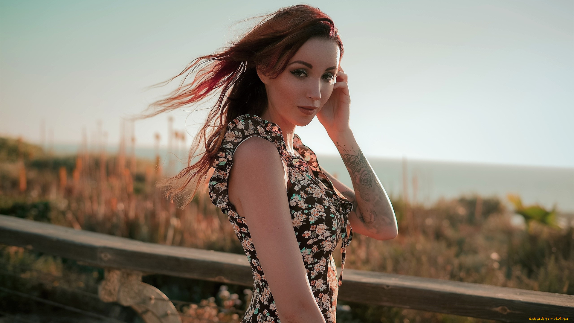 девушки, valery, himera, , lera, himera, рыжая, платье, тату, перила