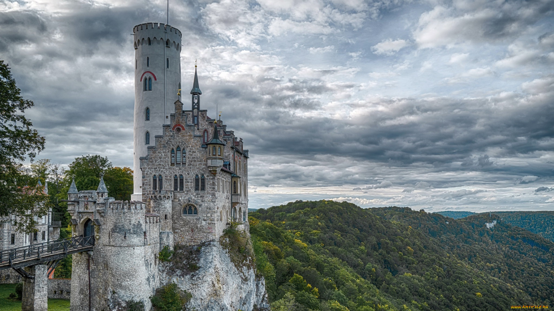 города, замки, германии, здание, германия, замок, лихтенштейн, вюртемберг, пейзаж