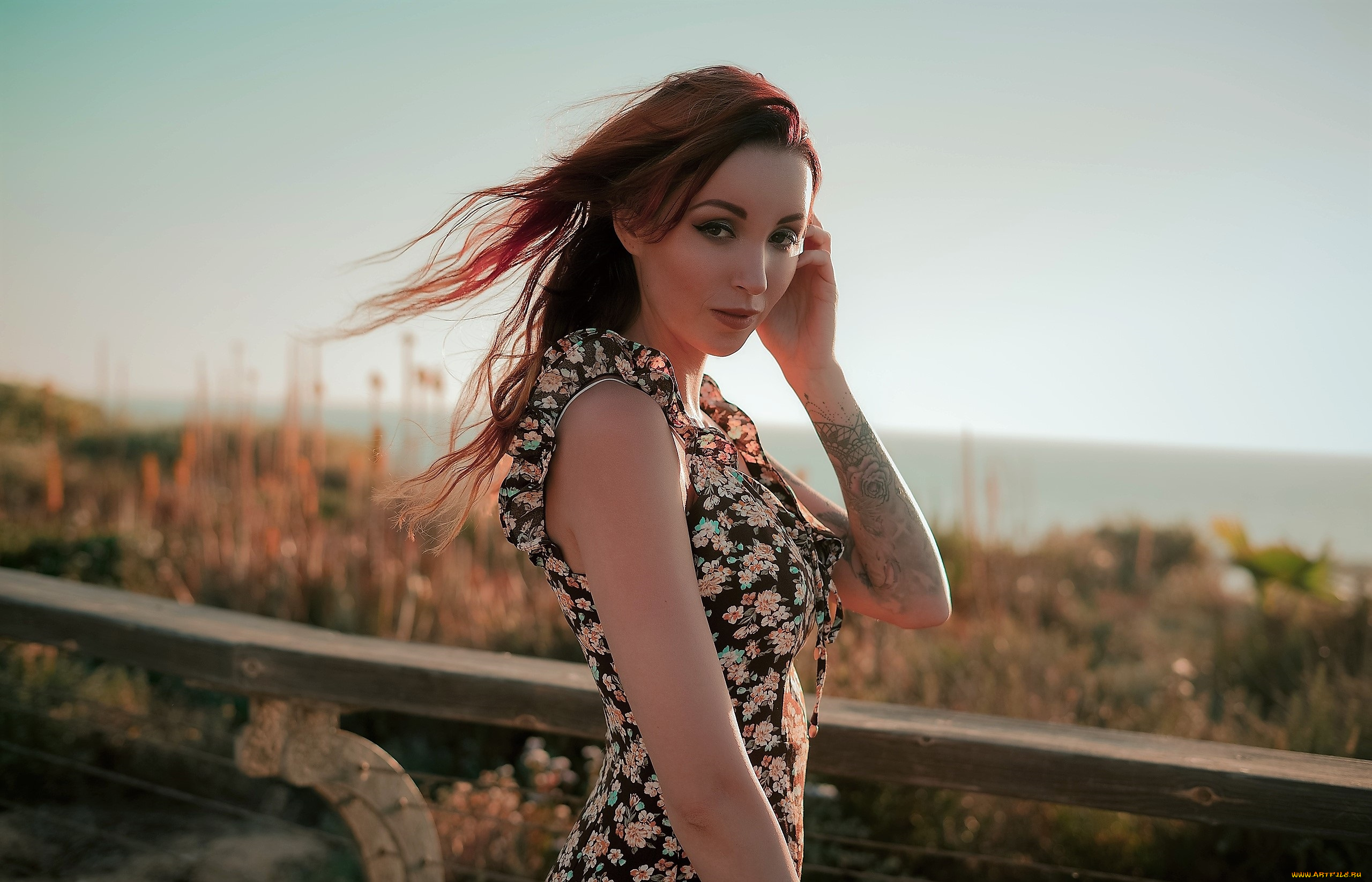 девушки, valery, himera, , lera, himera, рыжая, платье, тату, перила