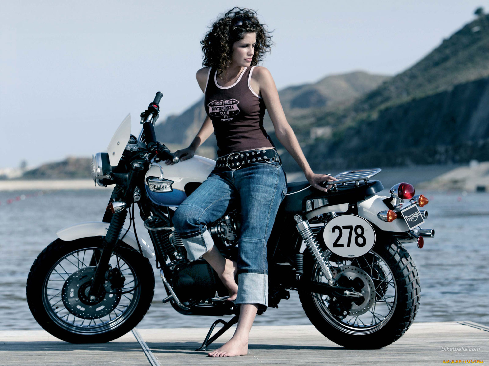 мотоциклы, мото, девушкой