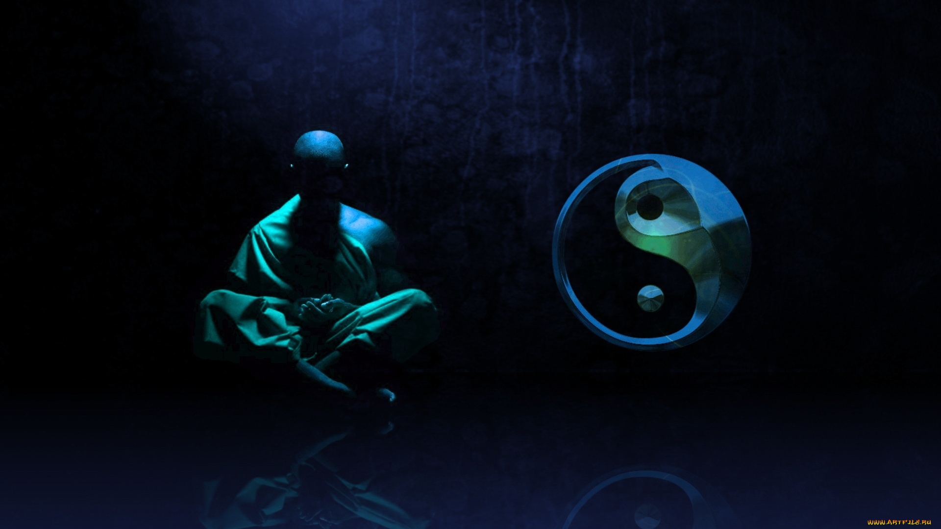 3д, графика, yin, yang, инь, Янь, монах