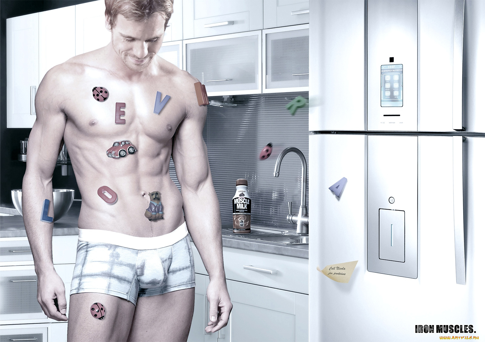 юмор, приколы, магнитики, мужчина, холодильник, торс