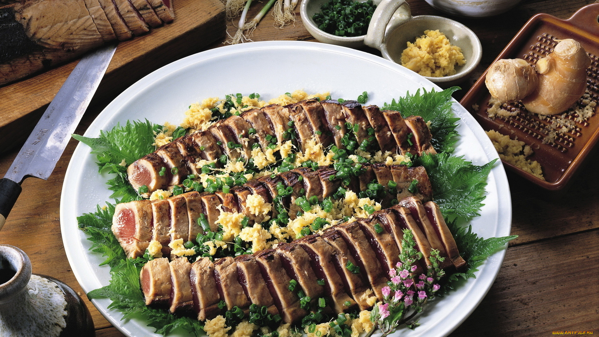 еда, мясные, блюда, мясо, ломтики, имбирь, терка, нож