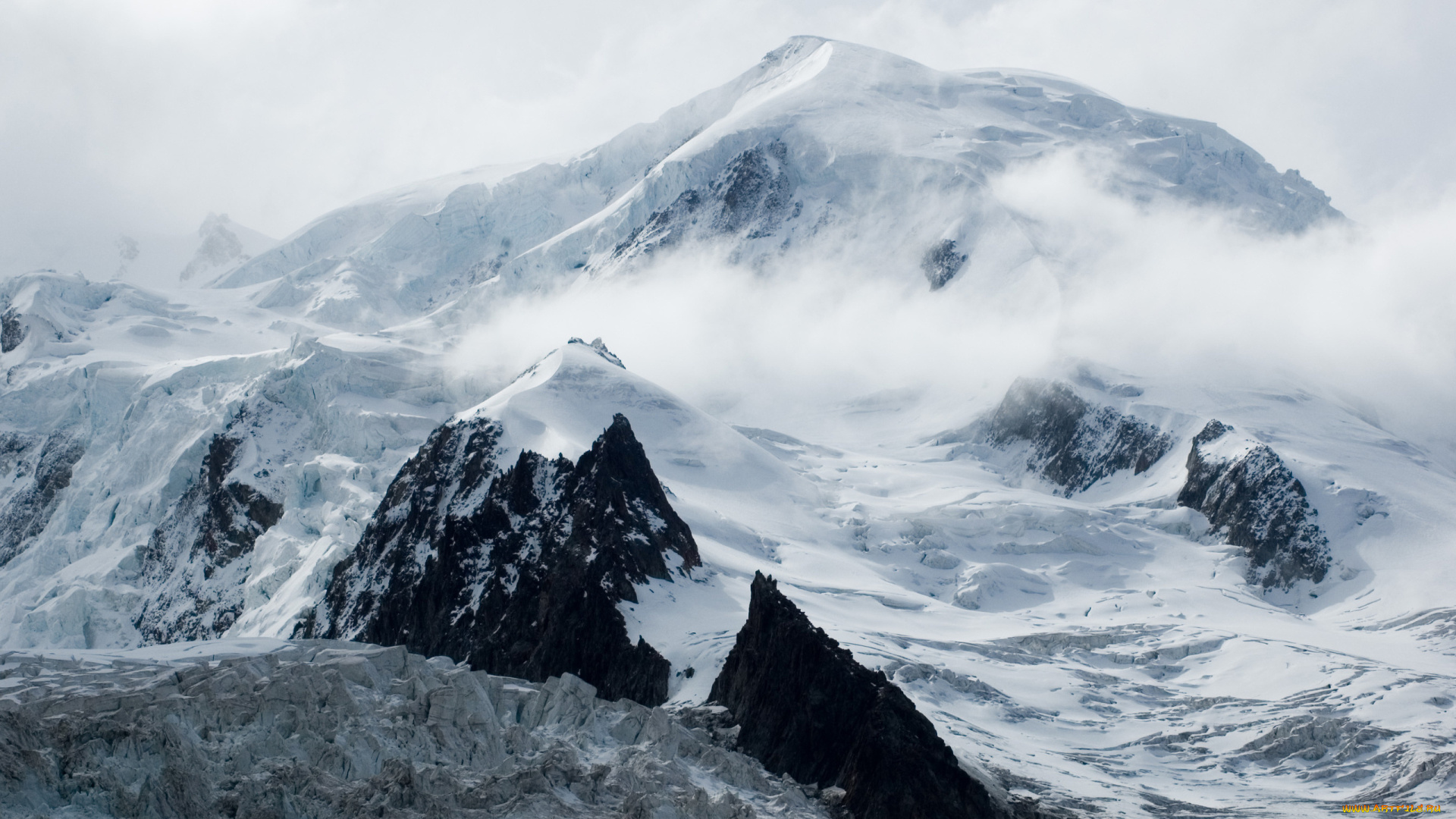 природа, горы, снег, зима, вершина