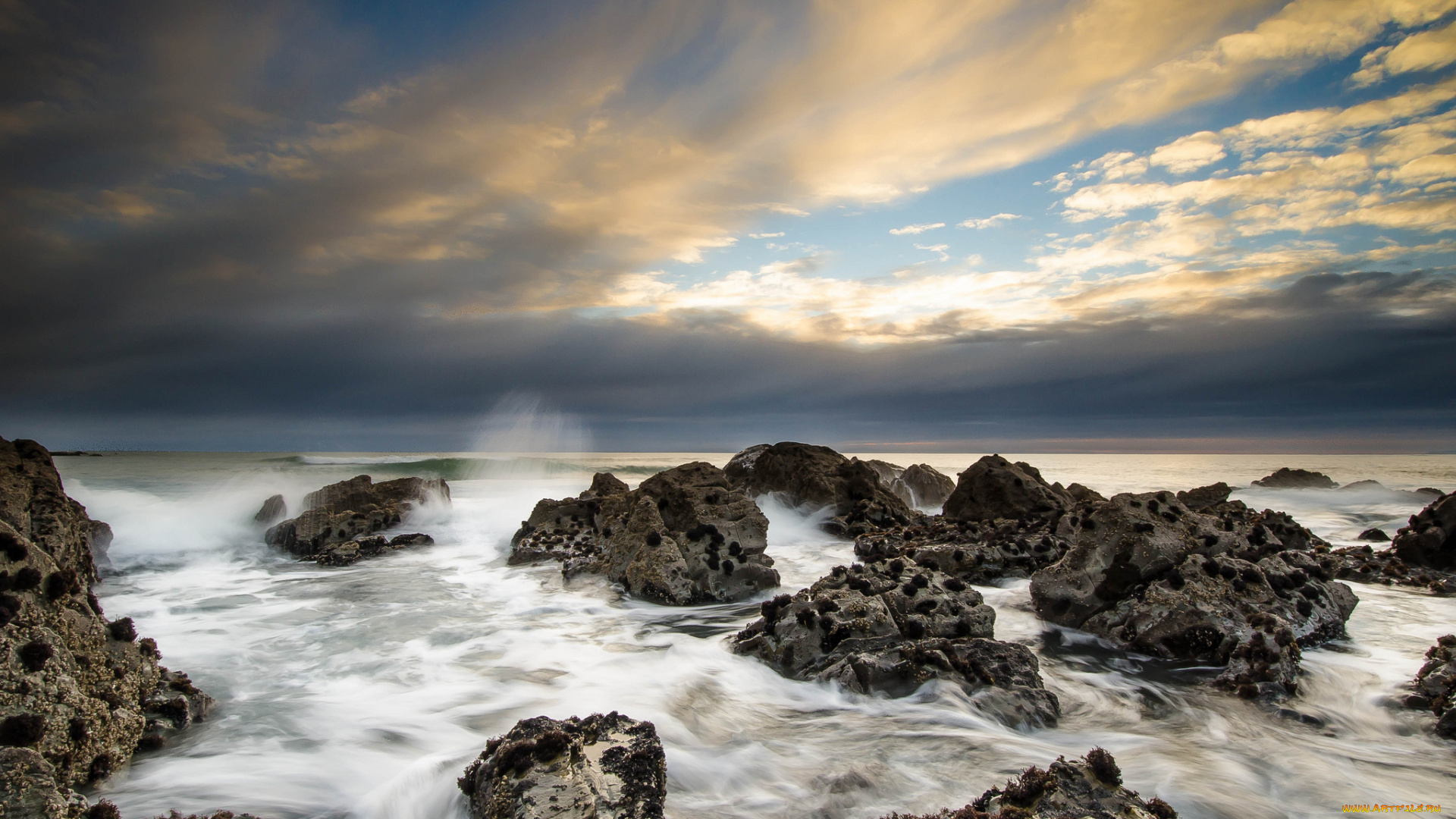 природа, моря, океаны, скалы, облака, море