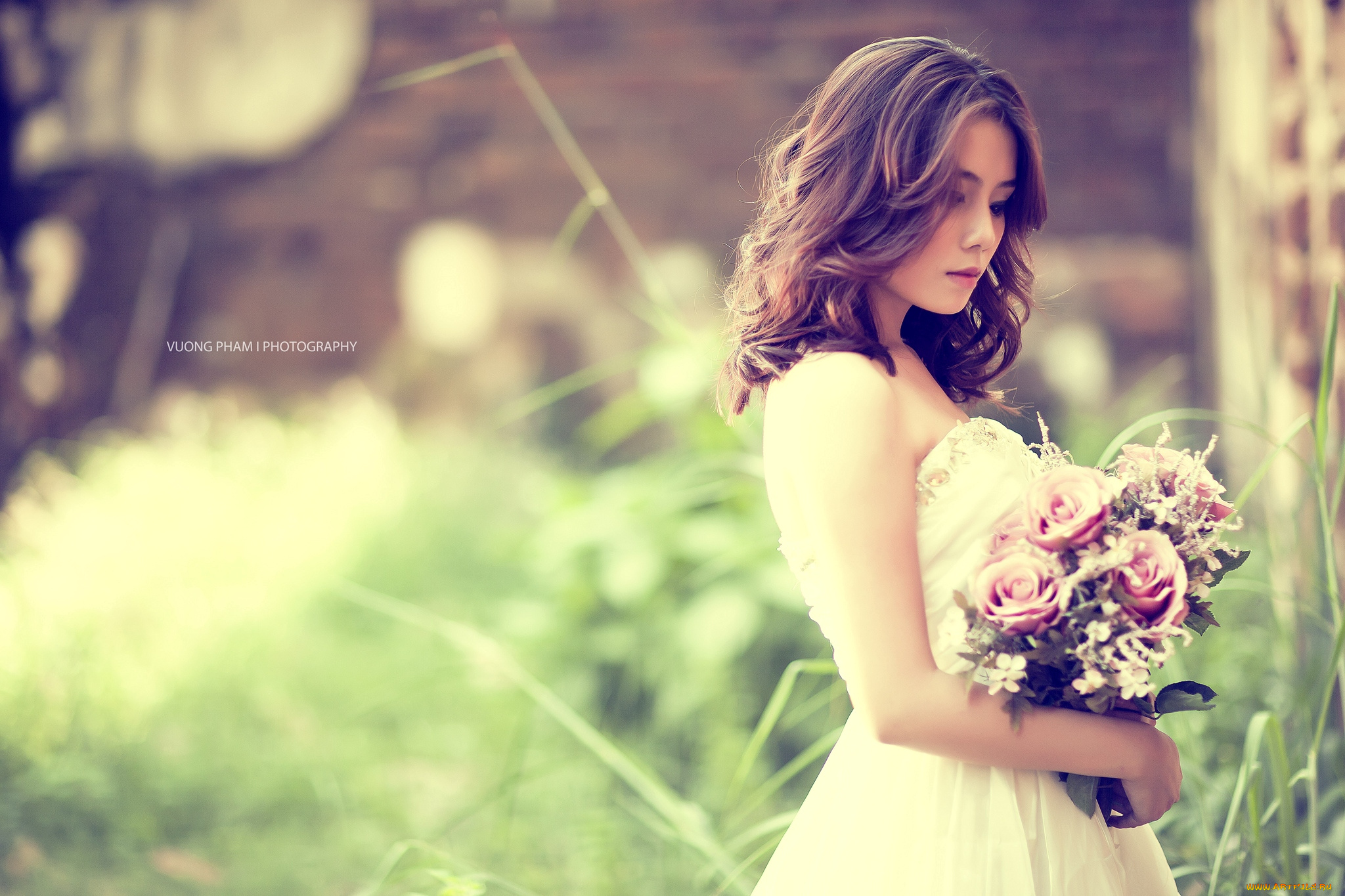 Helen, Ngoc, Anh, девушки, , , , букет, грусть, невеста