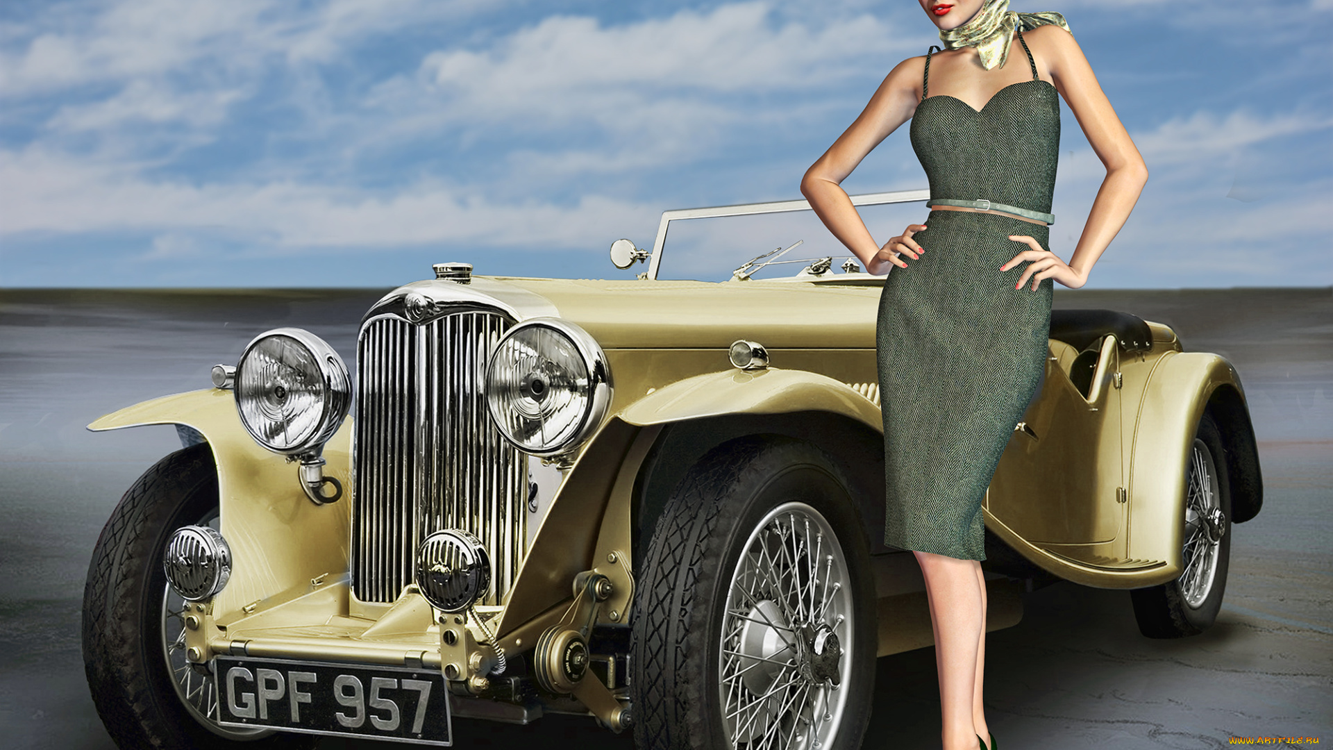 автомобили, 3д, девушка, автомобиль