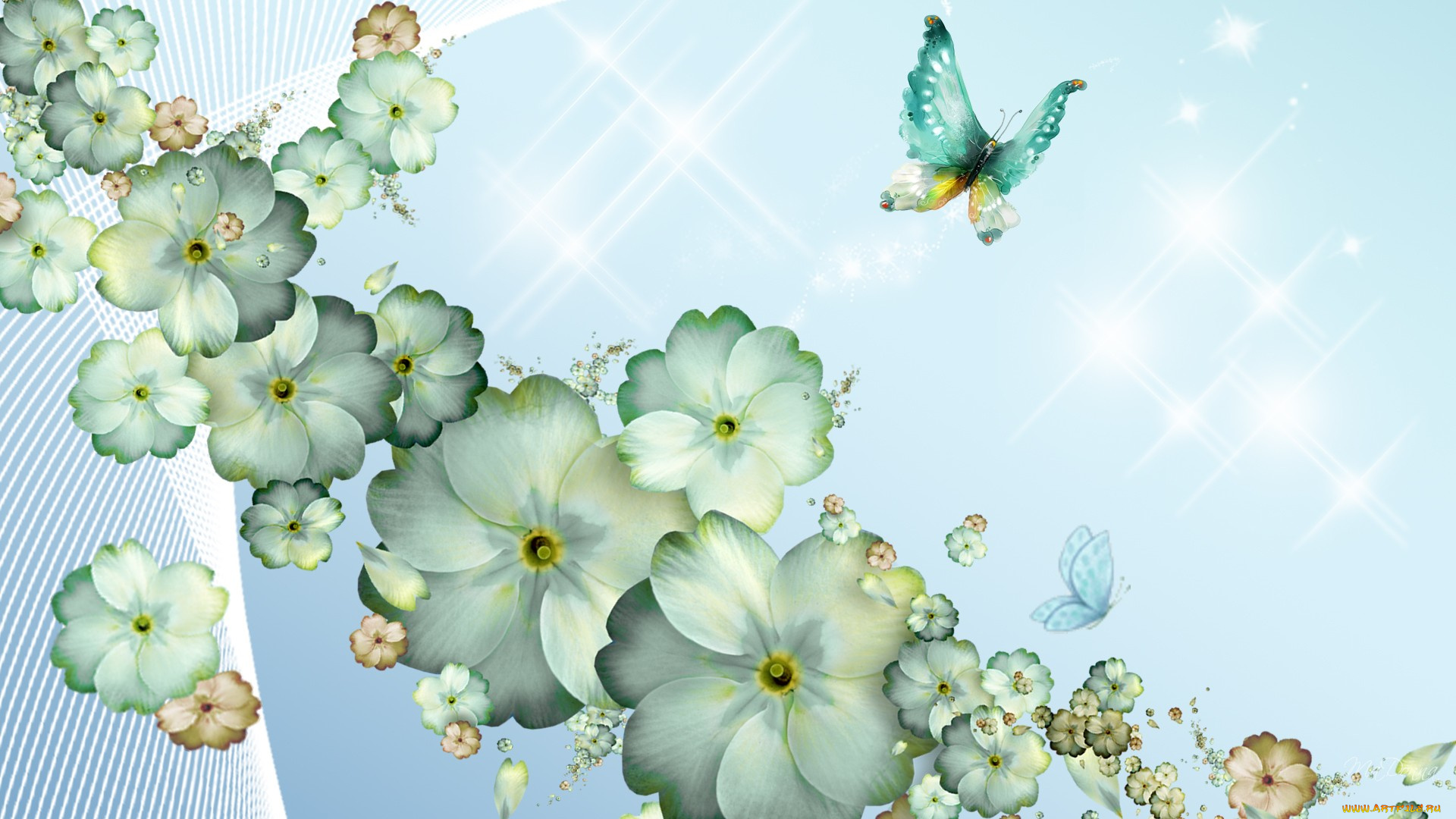 векторная, графика, цветы