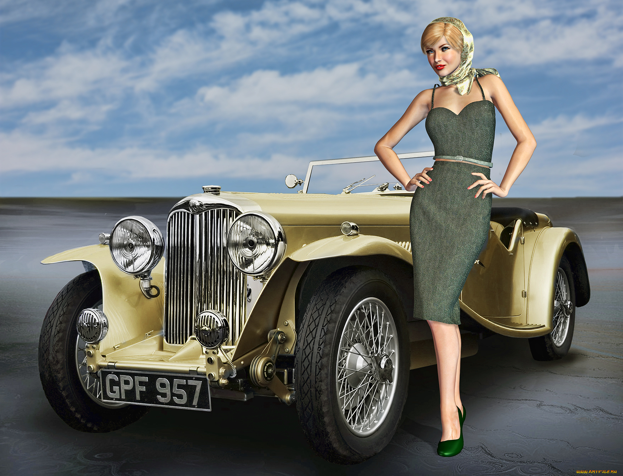 автомобили, 3д, девушка, автомобиль