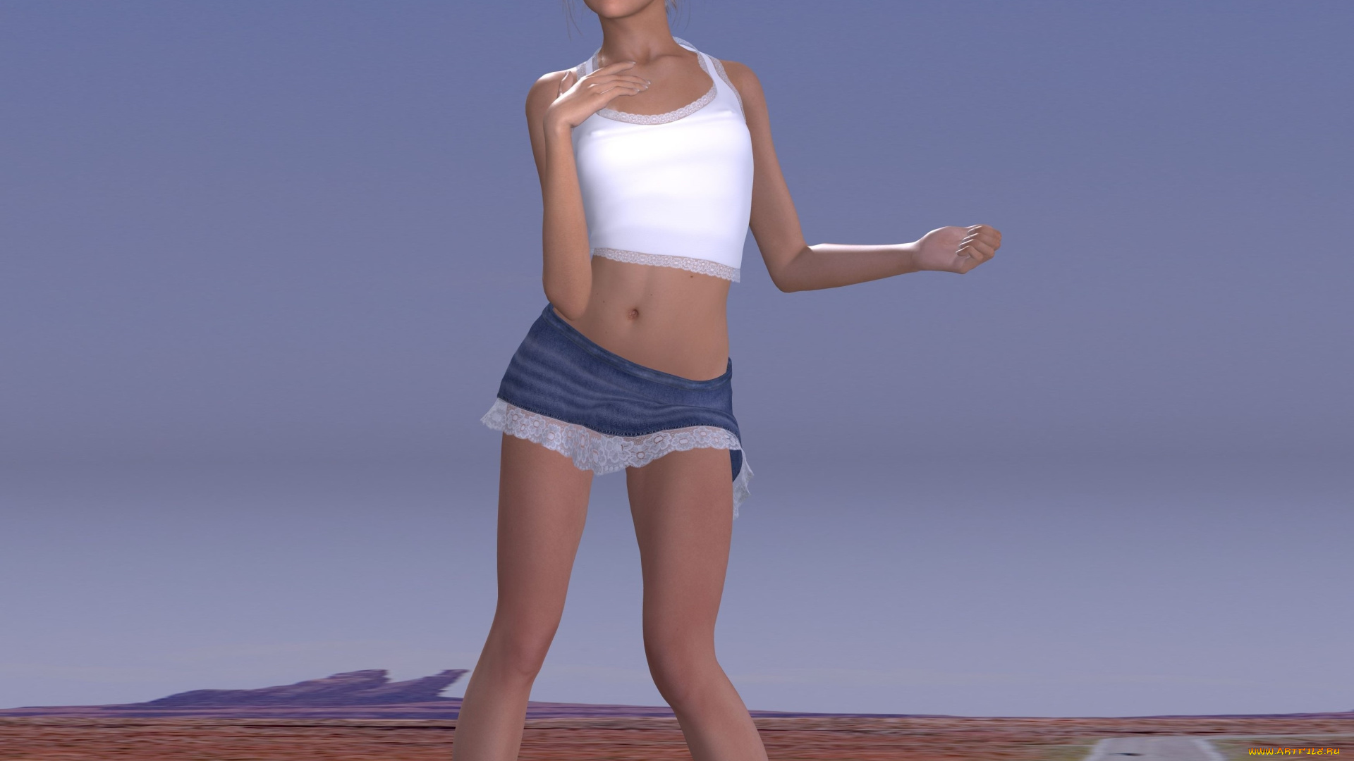 3д, графика, люди, , people, взгляд, бантики, девушка, юбка, фон