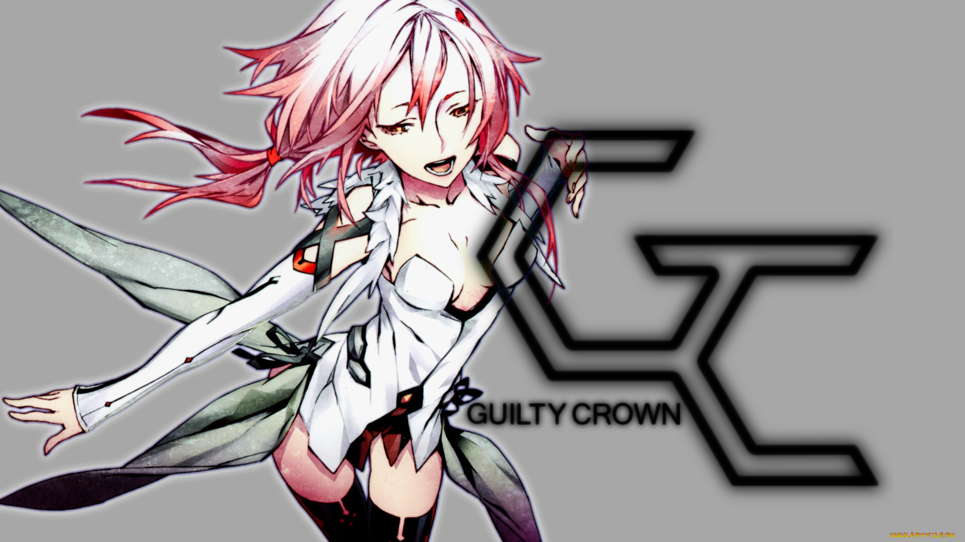 аниме, guilty, crown, пение, девушка, yuzuriha, inori, перья, музыка, платье