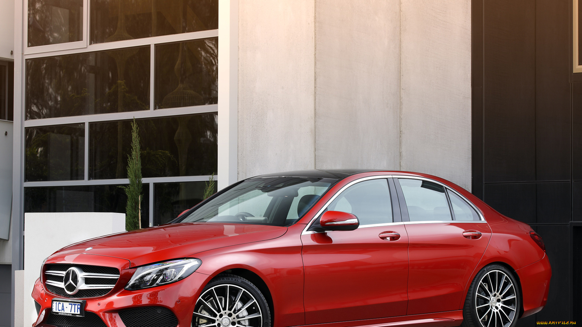 автомобили, mercedes-benz, красный, 2014г, c, 250, amg, line, au-spec, w205