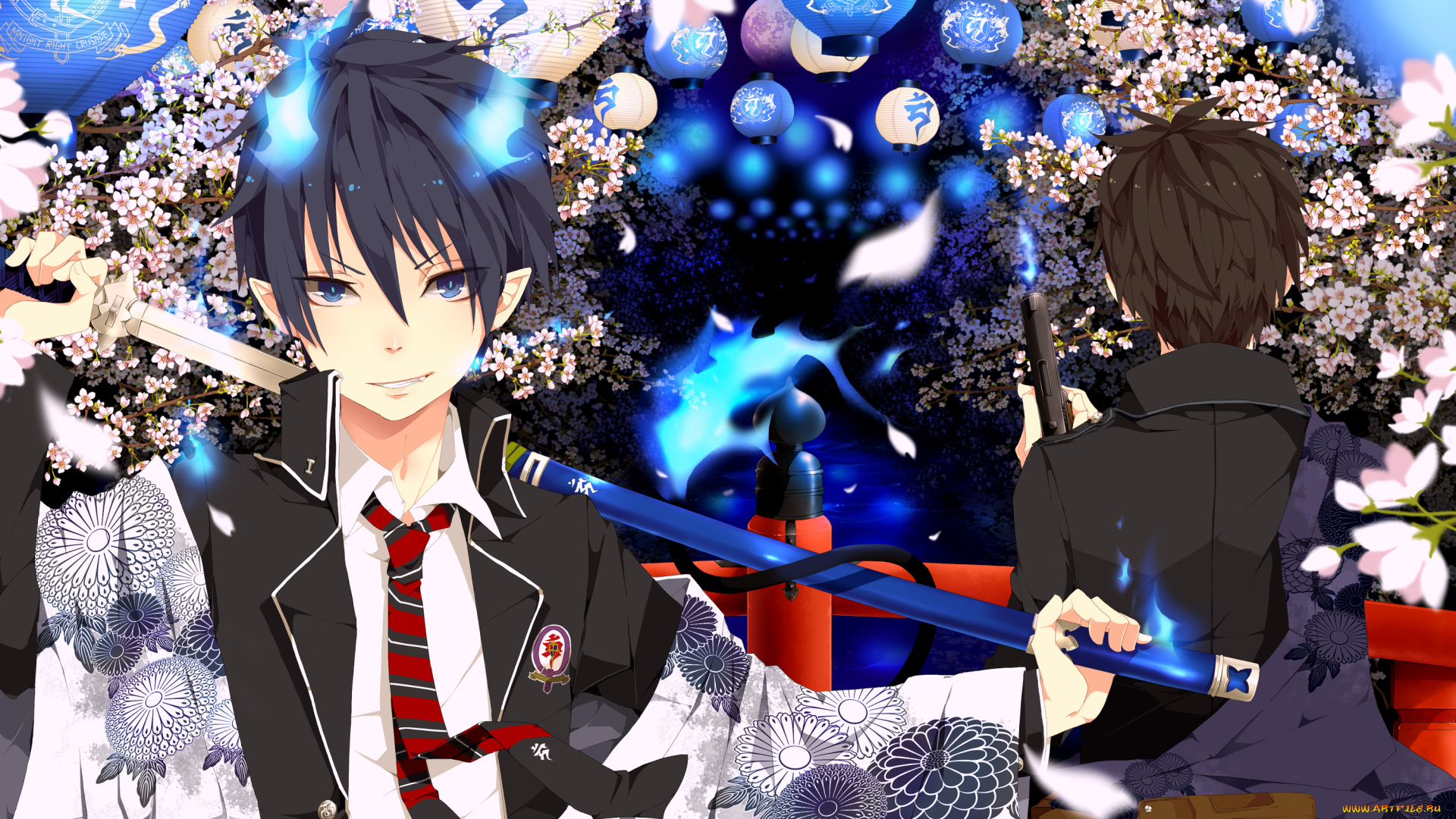 аниме, ao, no, exorcist, рин, арт, синий, экзорцист