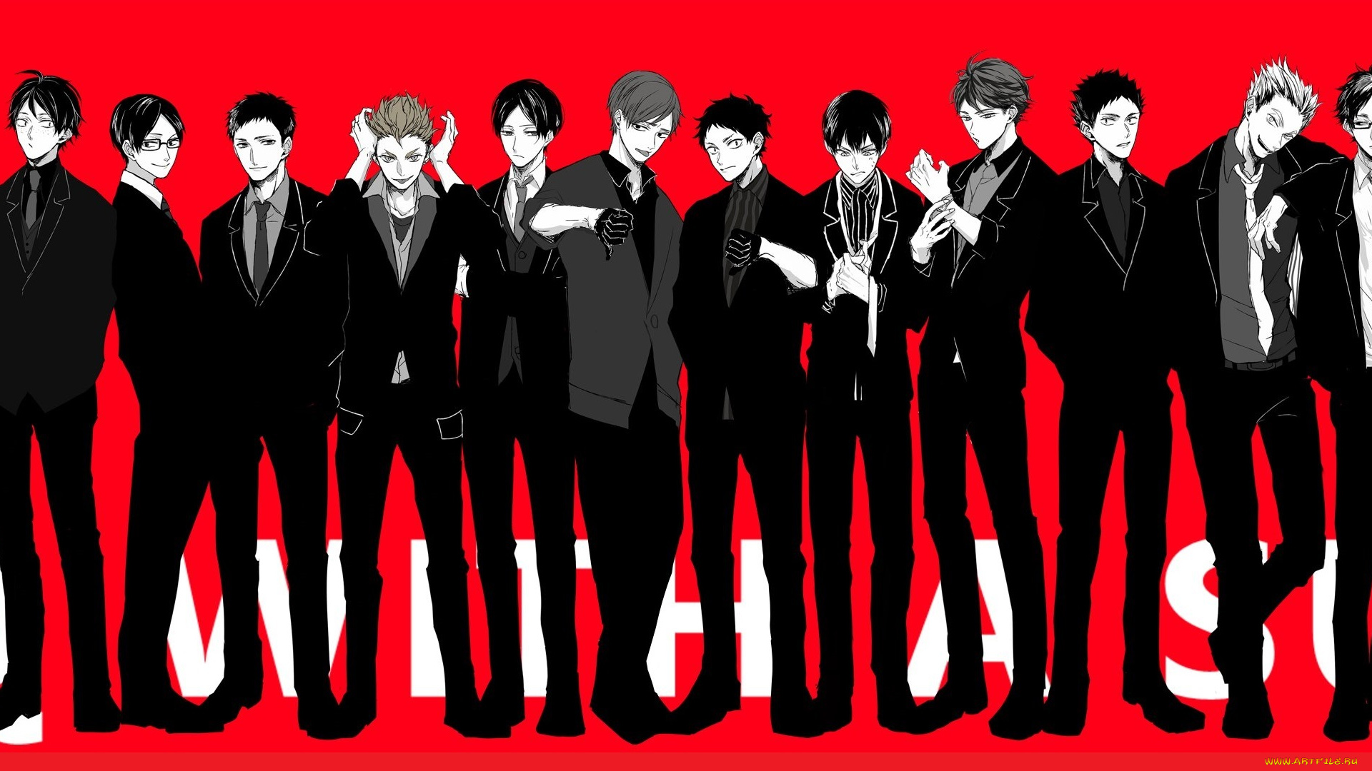 аниме, haikyuu, волейбол, парени, арт