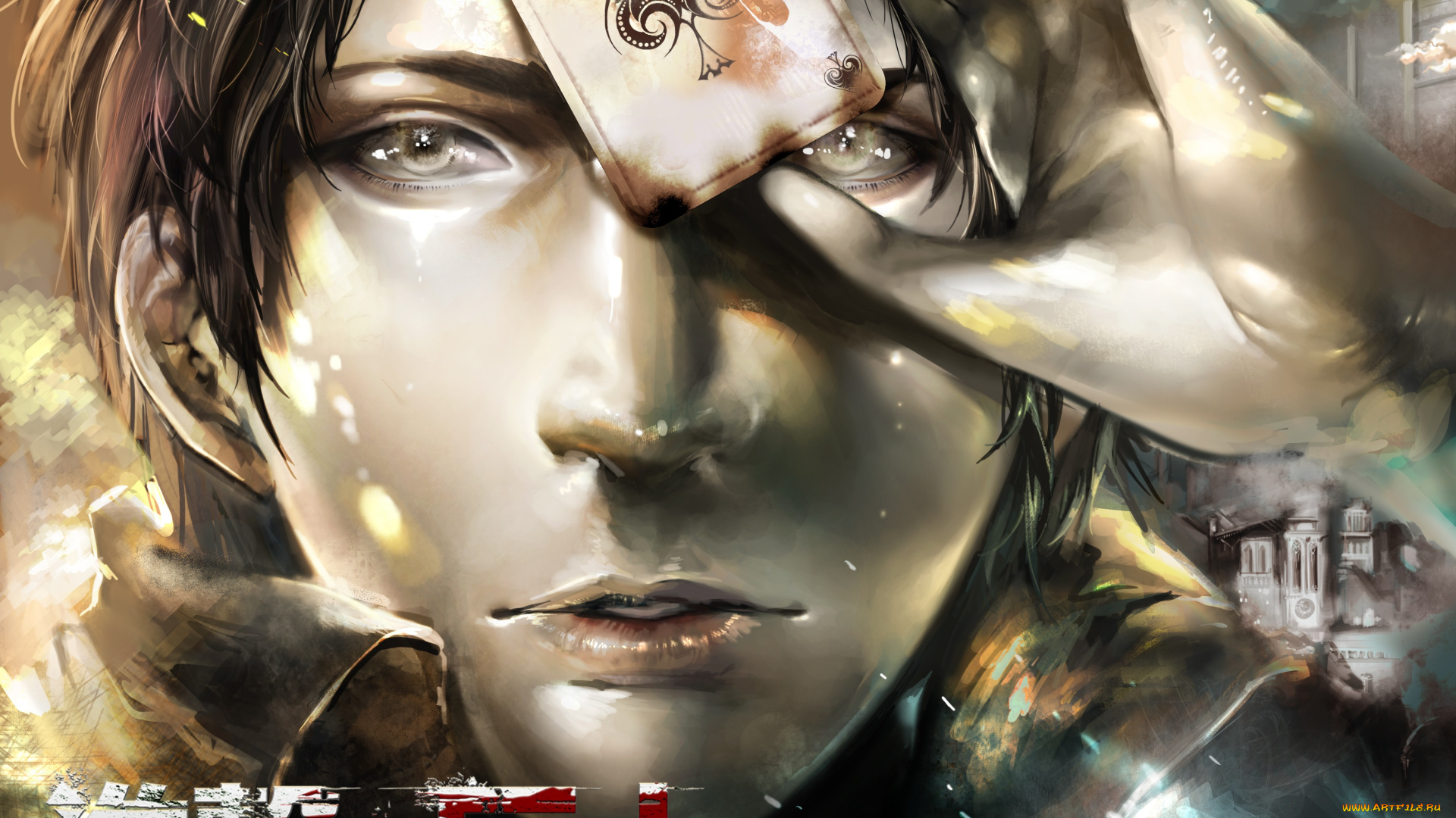 аниме, shingeki, no, kyojin, атака, титанов, фон, парень, арт