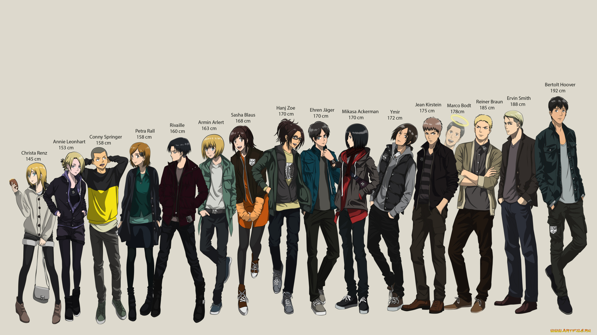 аниме, shingeki, no, kyojin, фон, атака, титанов, персонажи, арт