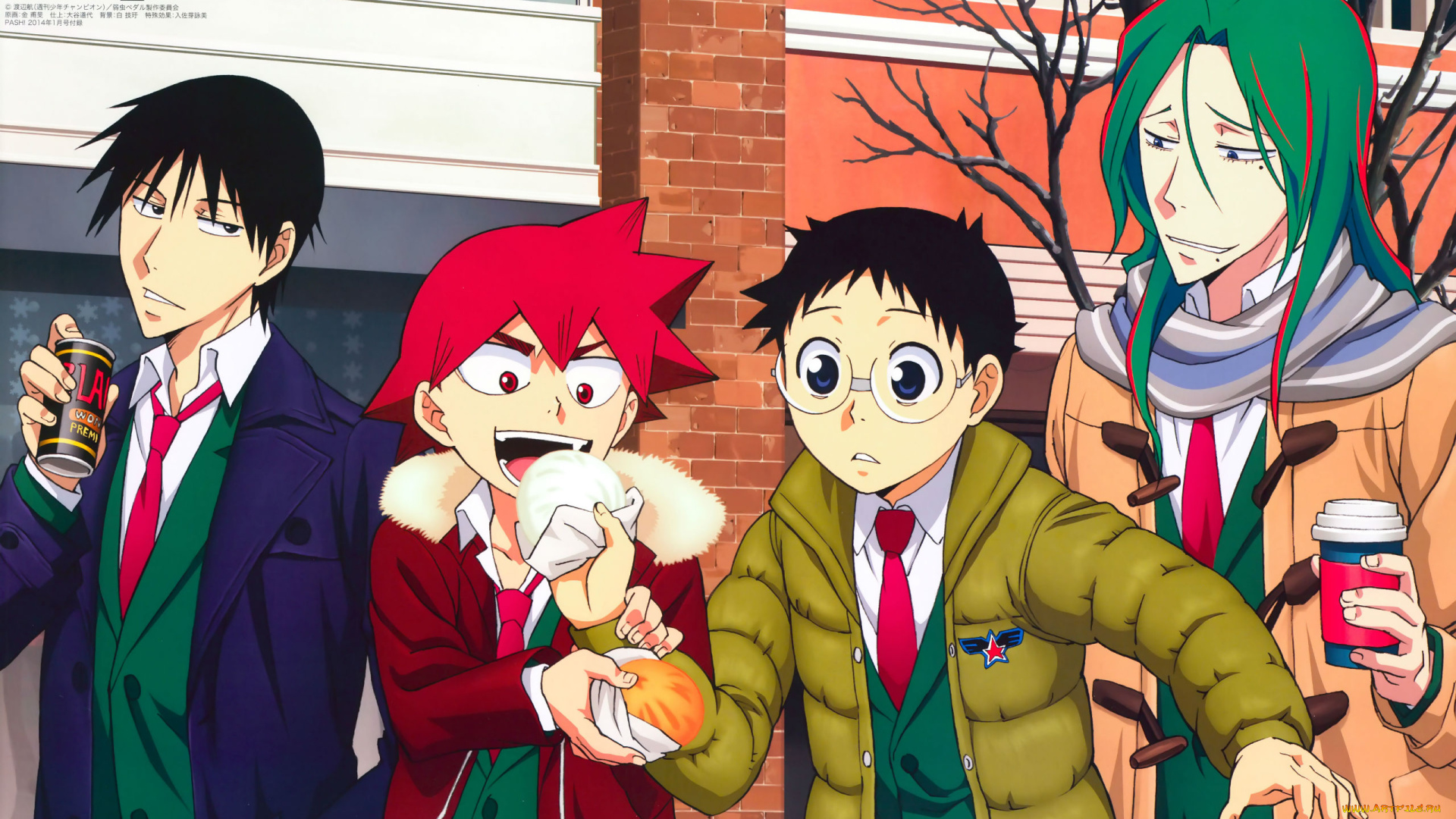 аниме, yowamushi, pedal, фон, группа, парни