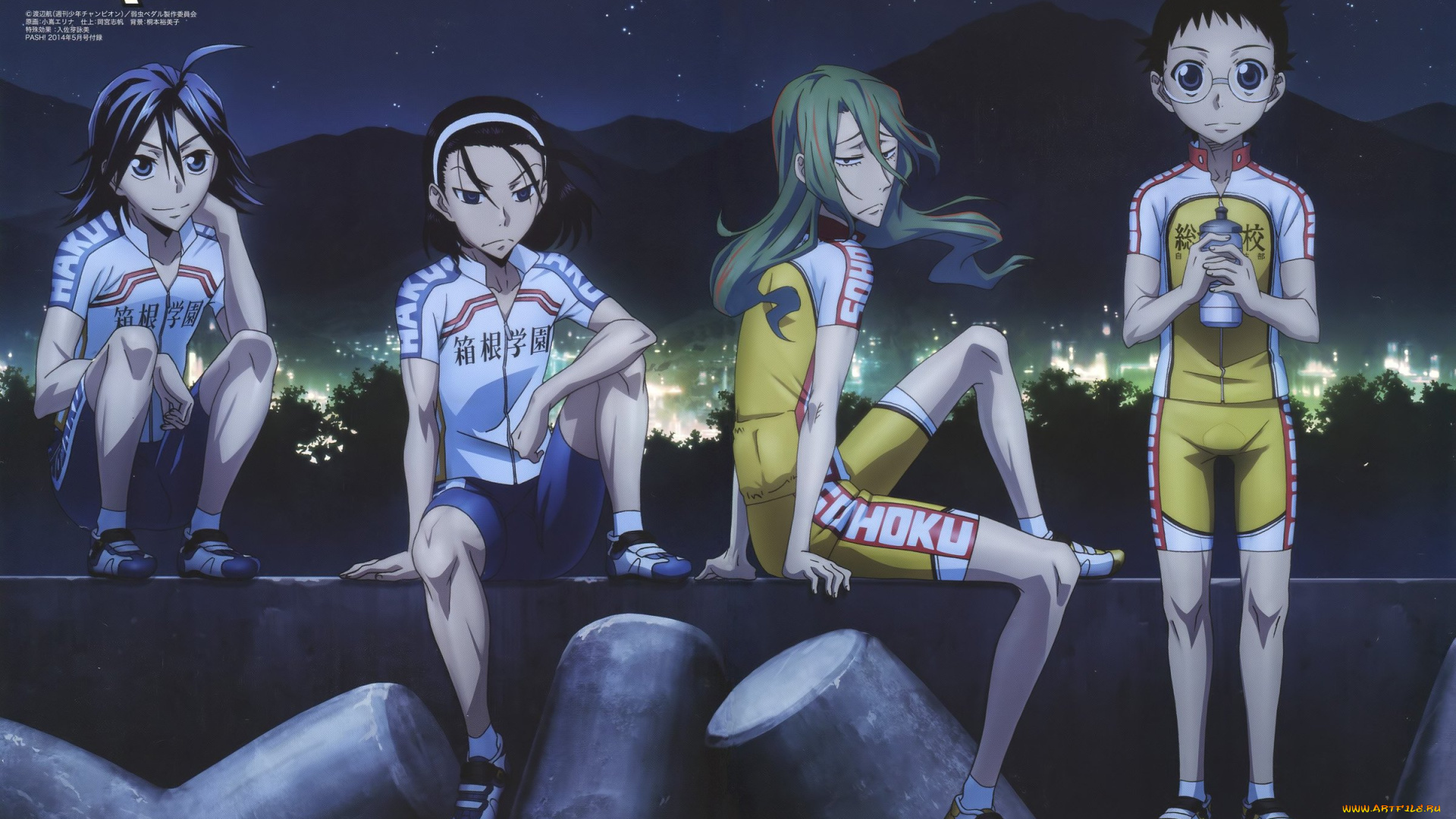 аниме, yowamushi, pedal, парни, группа, фон