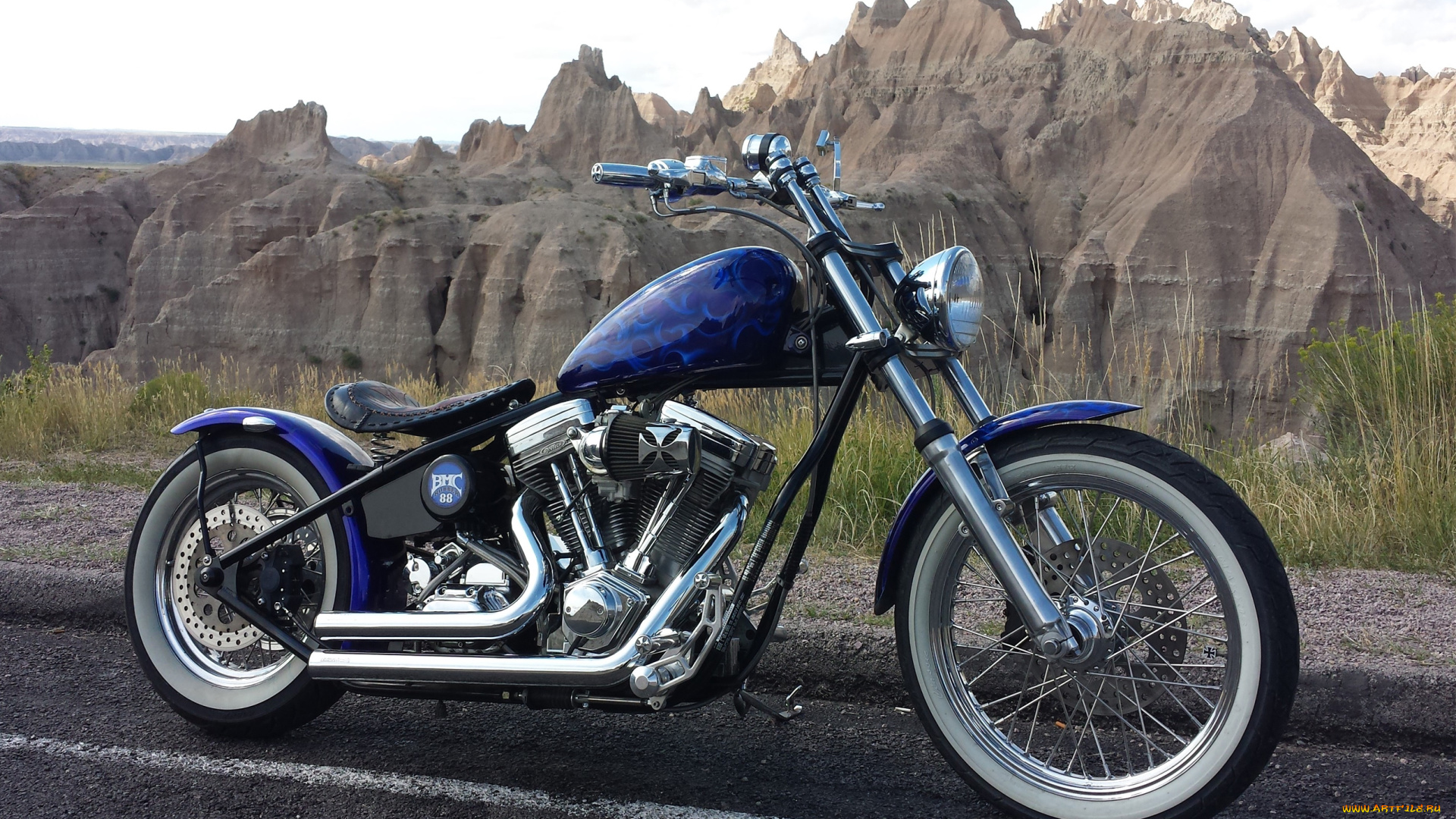 мотоциклы, customs, chopper, custom, blue