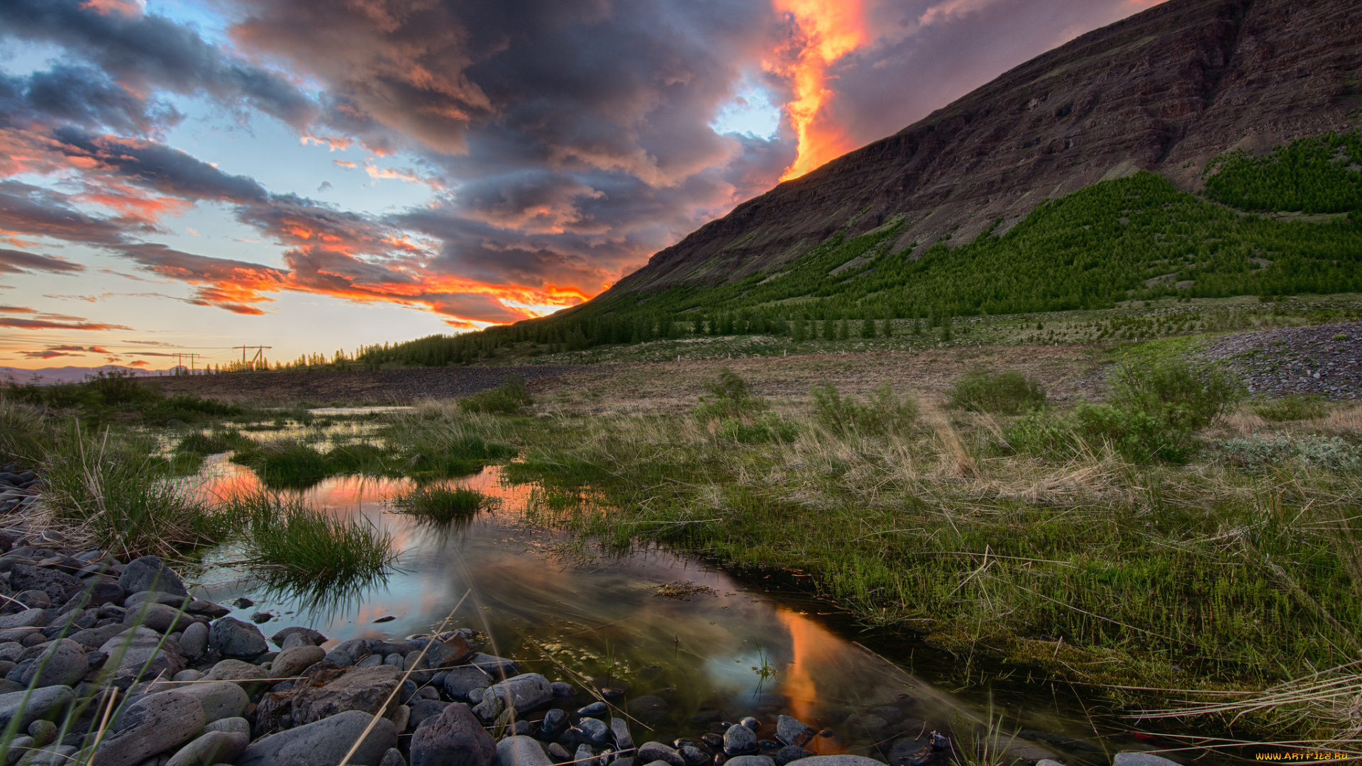 природа, реки, озера, ручей, гора