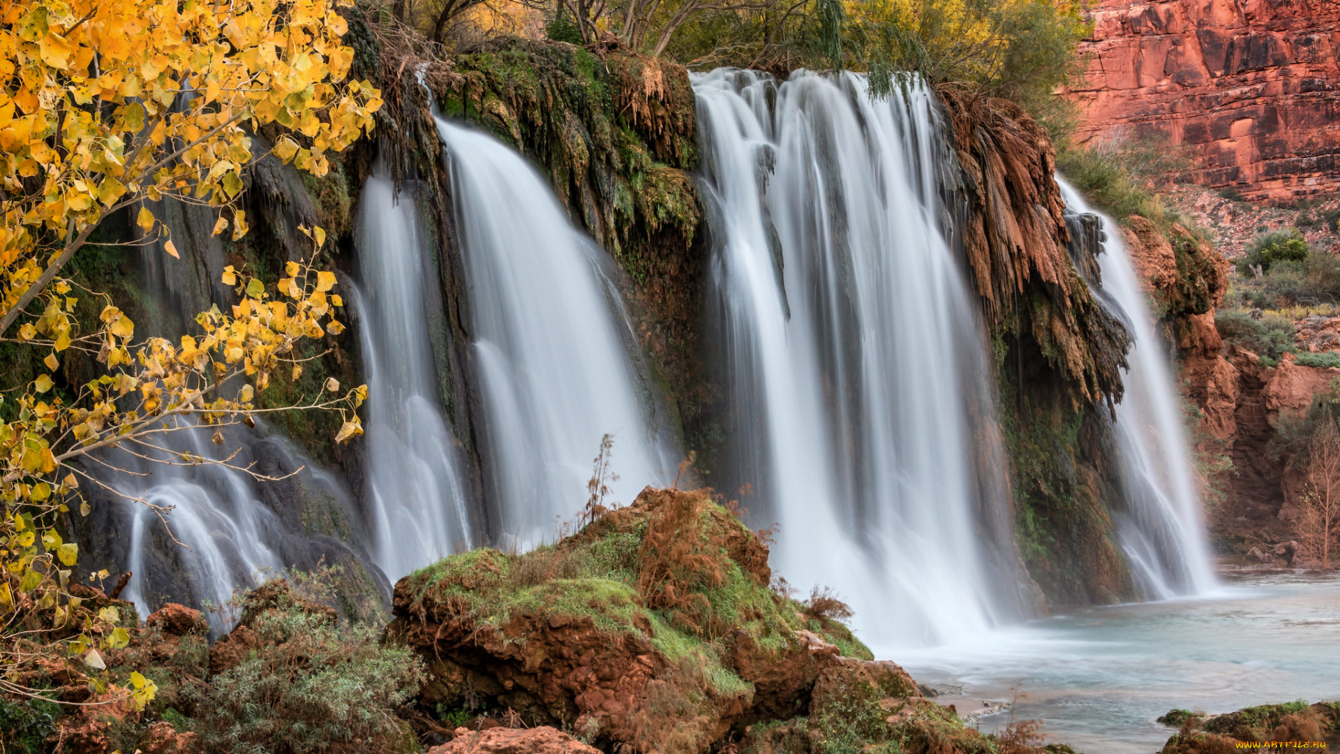 природа, водопады, вода, водопад, поток
