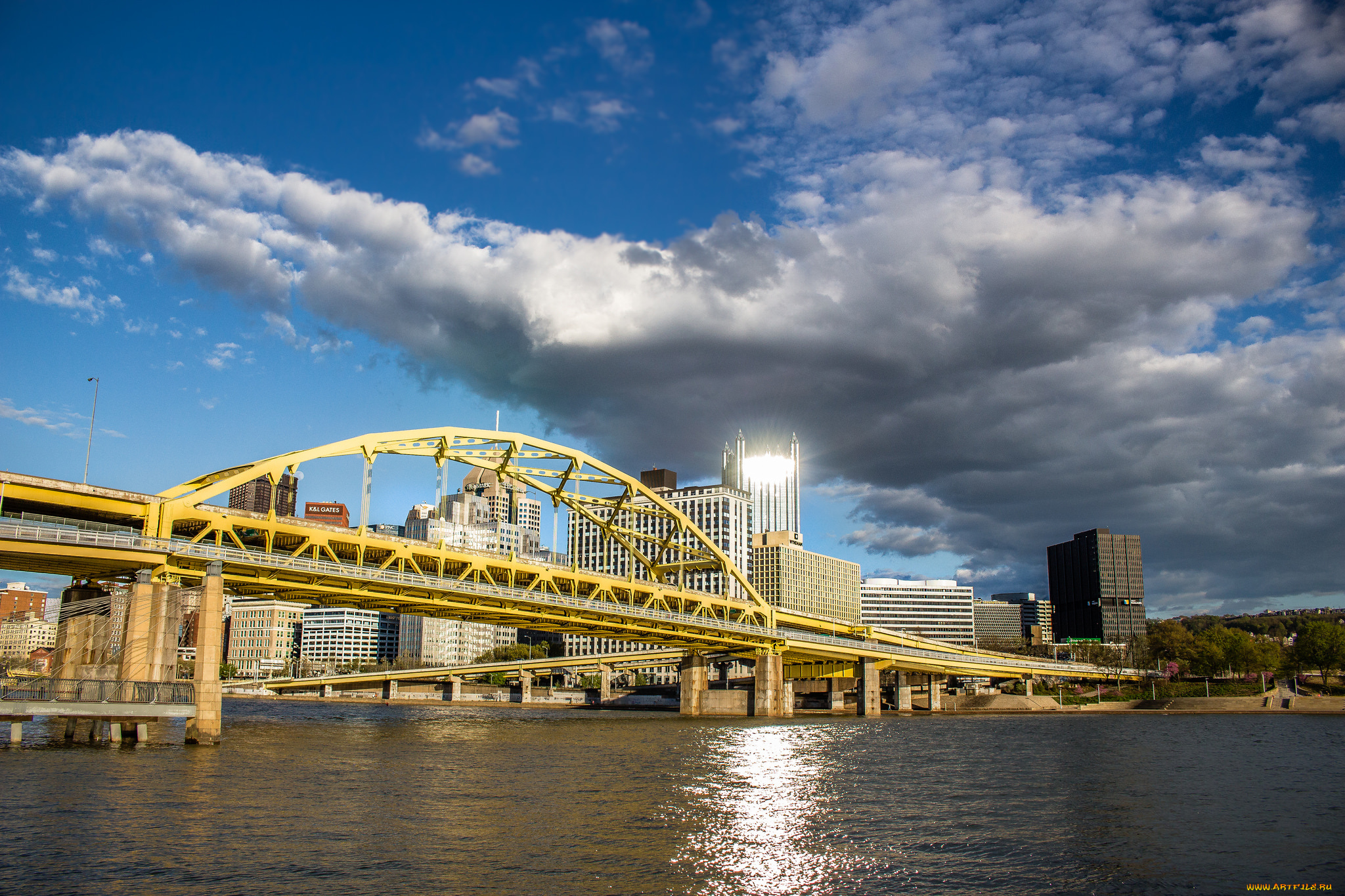 pittsburgh, города, питтсбург, , сша, река, мост