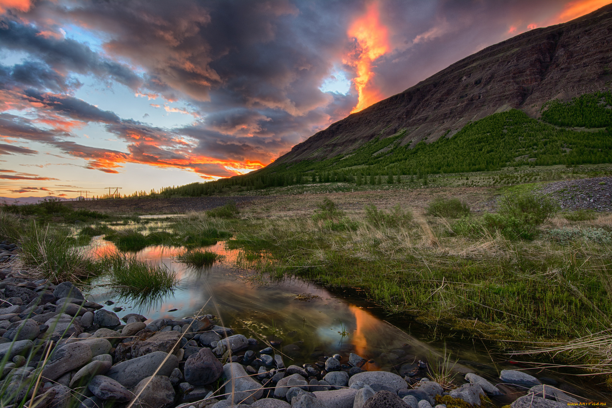 природа, реки, озера, ручей, гора