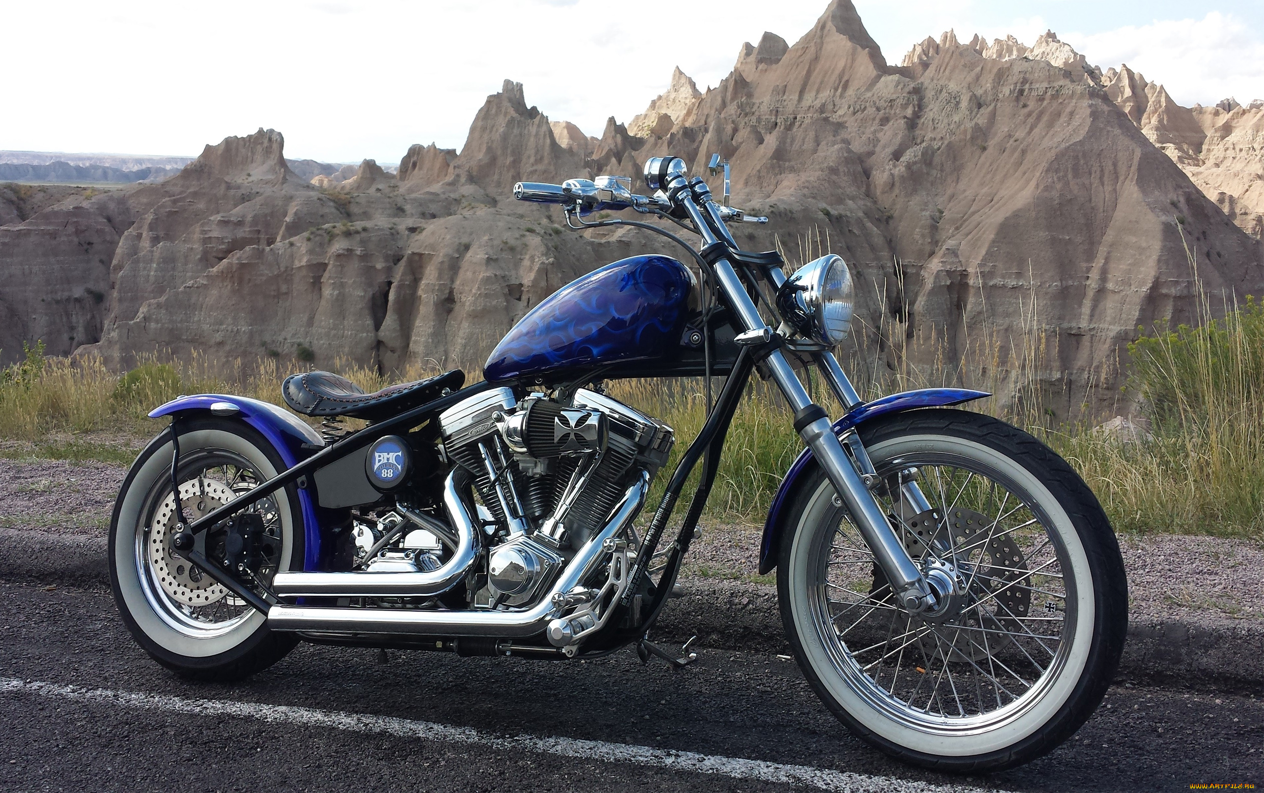 мотоциклы, customs, chopper, custom, blue