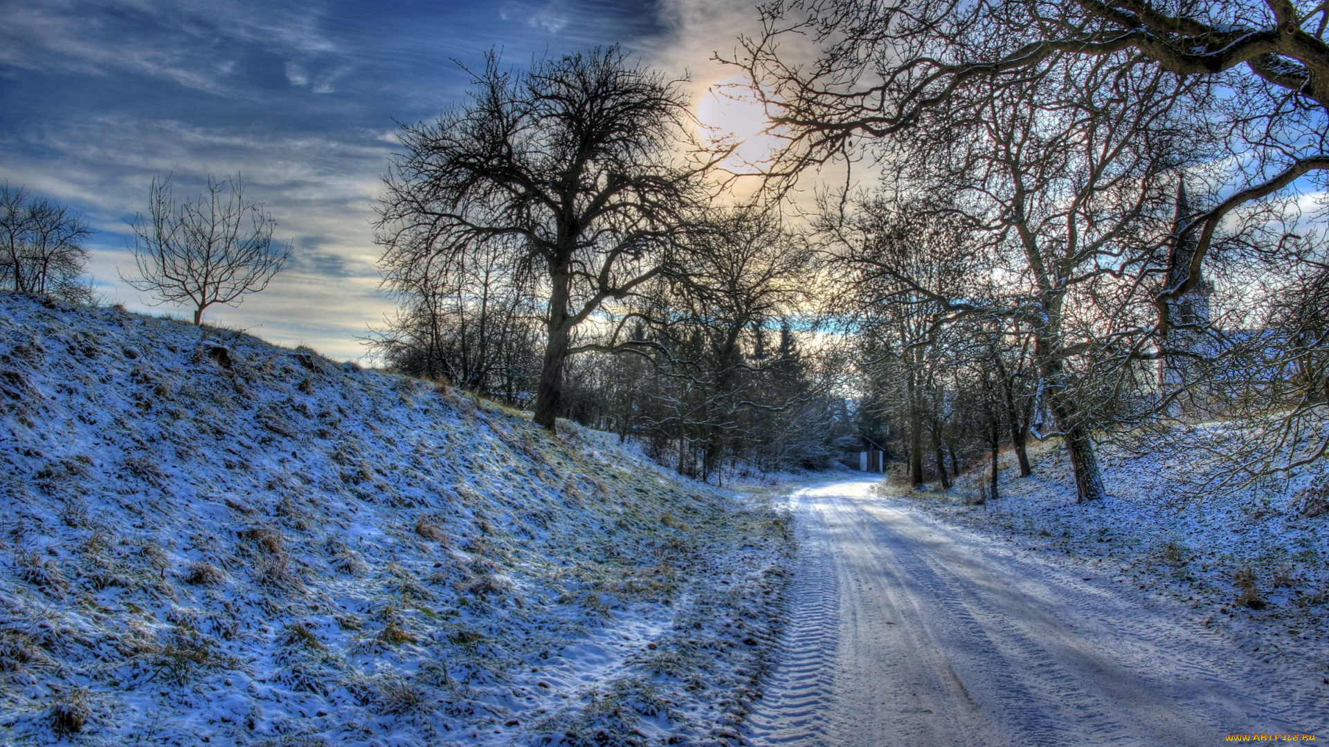 природа, дороги, снег, деревья, дорога