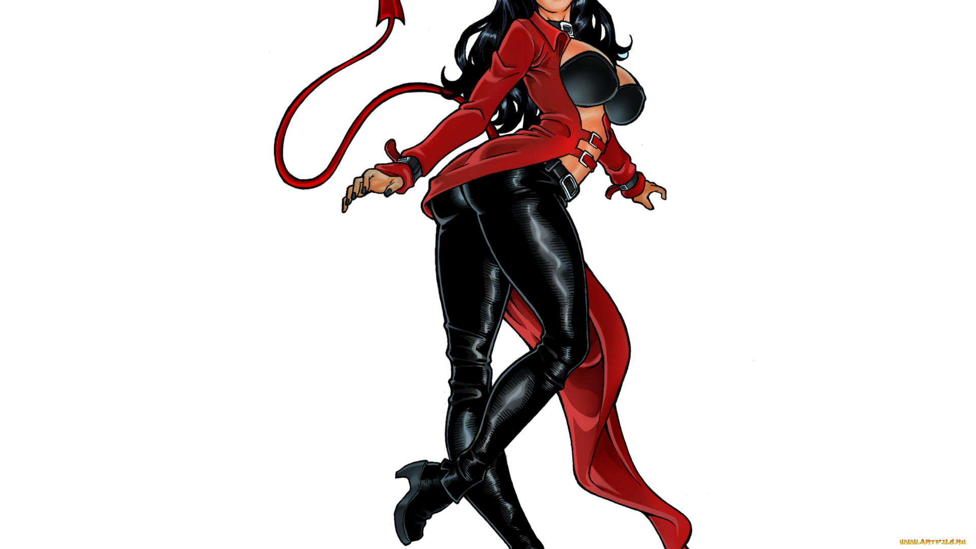 рисованное, комиксы, взгляд, фон, девушка, существо