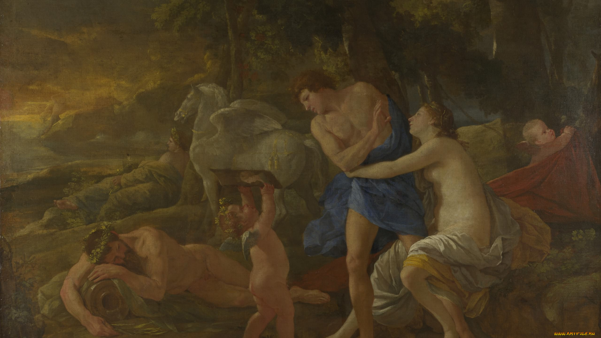 рисованное, живопись, жанровая, картина