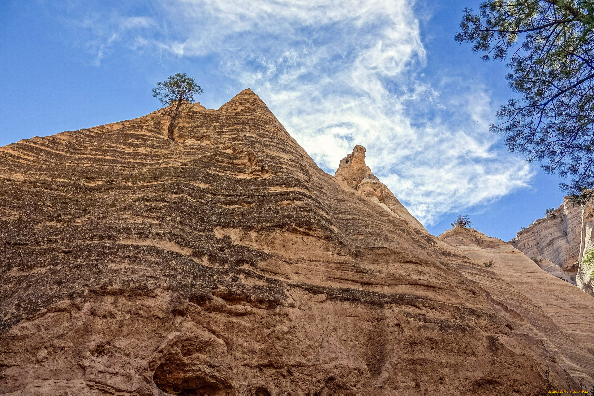 природа, горы, деревья, облака