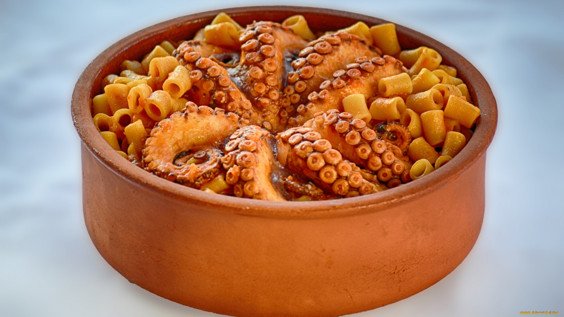 еда, рыбные, блюда, , с, морепродуктами, осьминог