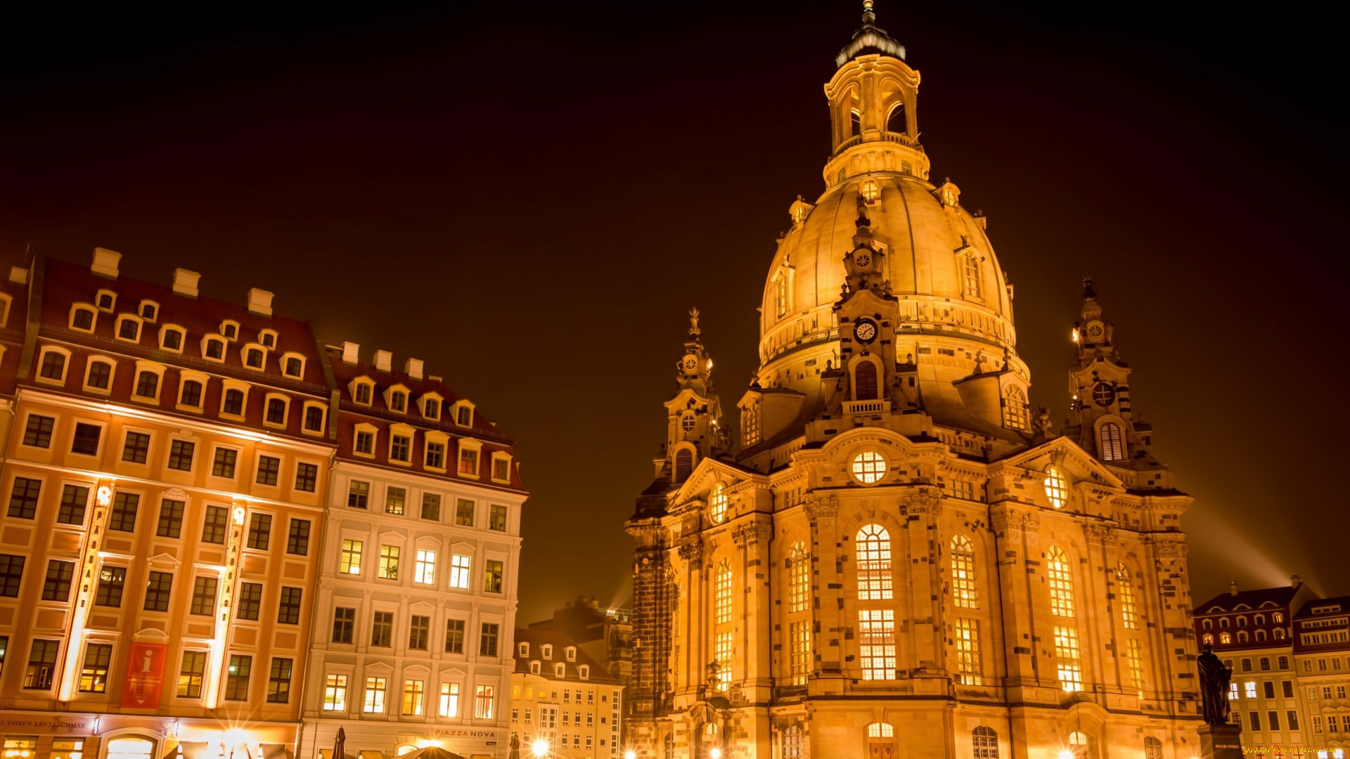 города, -, католические, соборы, , костелы, , аббатства, огни, германия, дрезден, церковь, фрауэнкирхе
