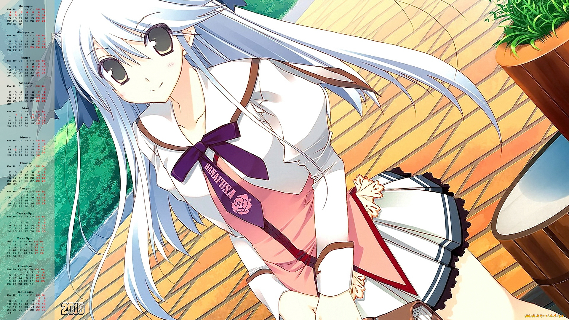 календари, аниме, девушка, взгляд, 2018