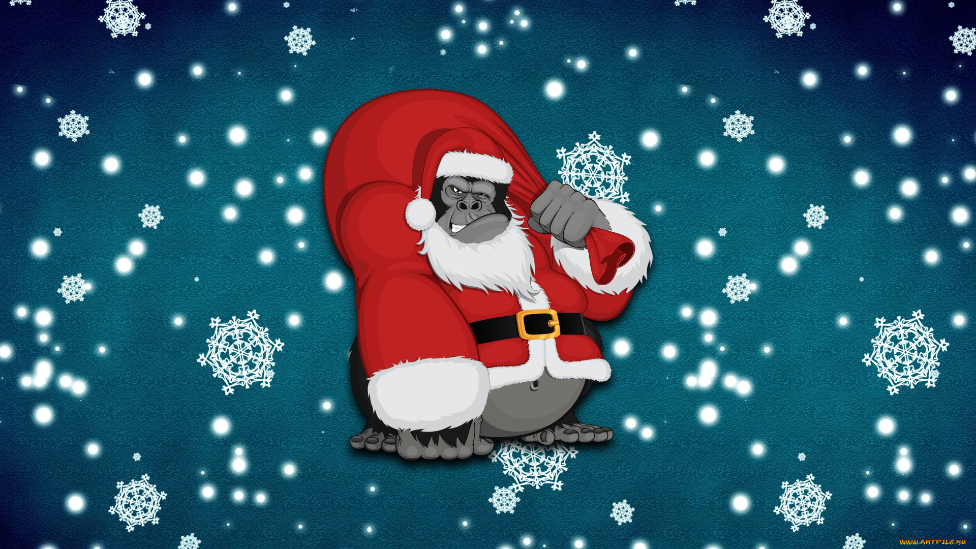 праздничные, векторная, графика, , новый, год, фон, горилла, нег, новый, год, настроение, обезьяна, праздник, минимализм, зима