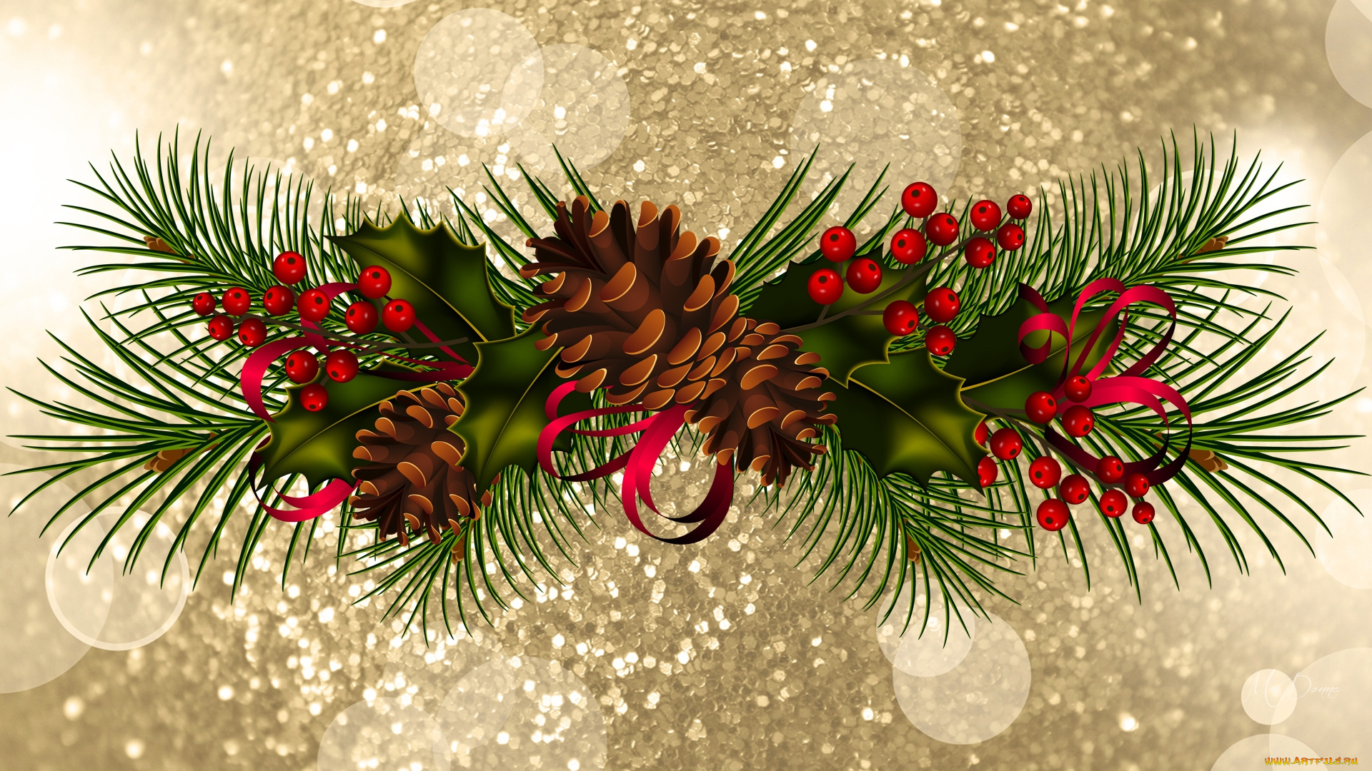 праздничные, векторная, графика, , новый, год, ягоды, ветки