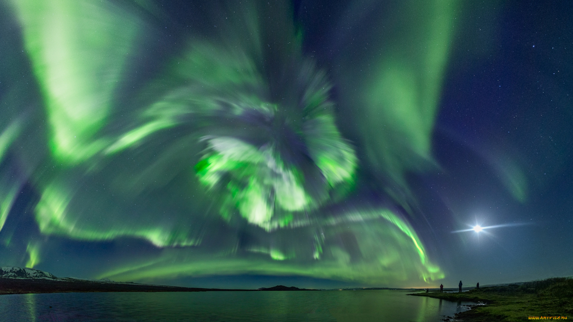 природа, северное, сияние, простор