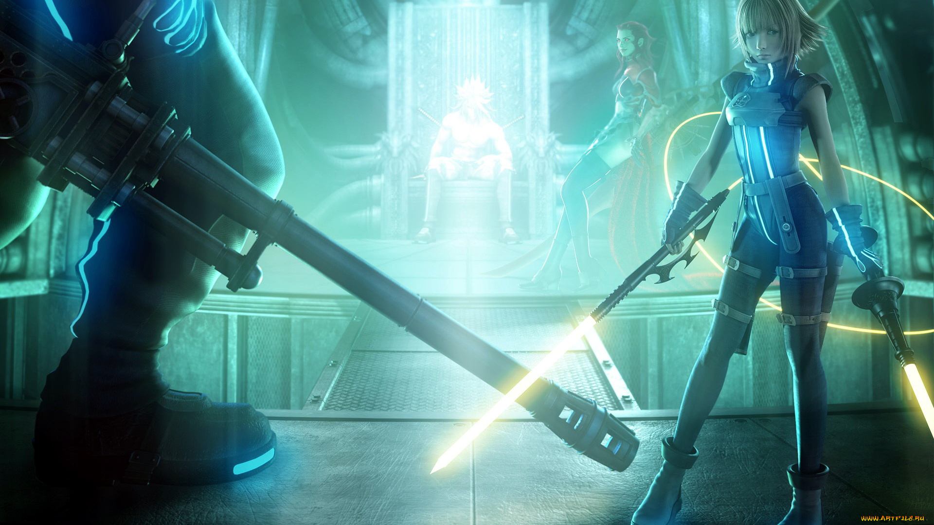 видео, игры, final, fantasy, vii, , dirge, of, cerberus, девушки, оружие, трон, площадка