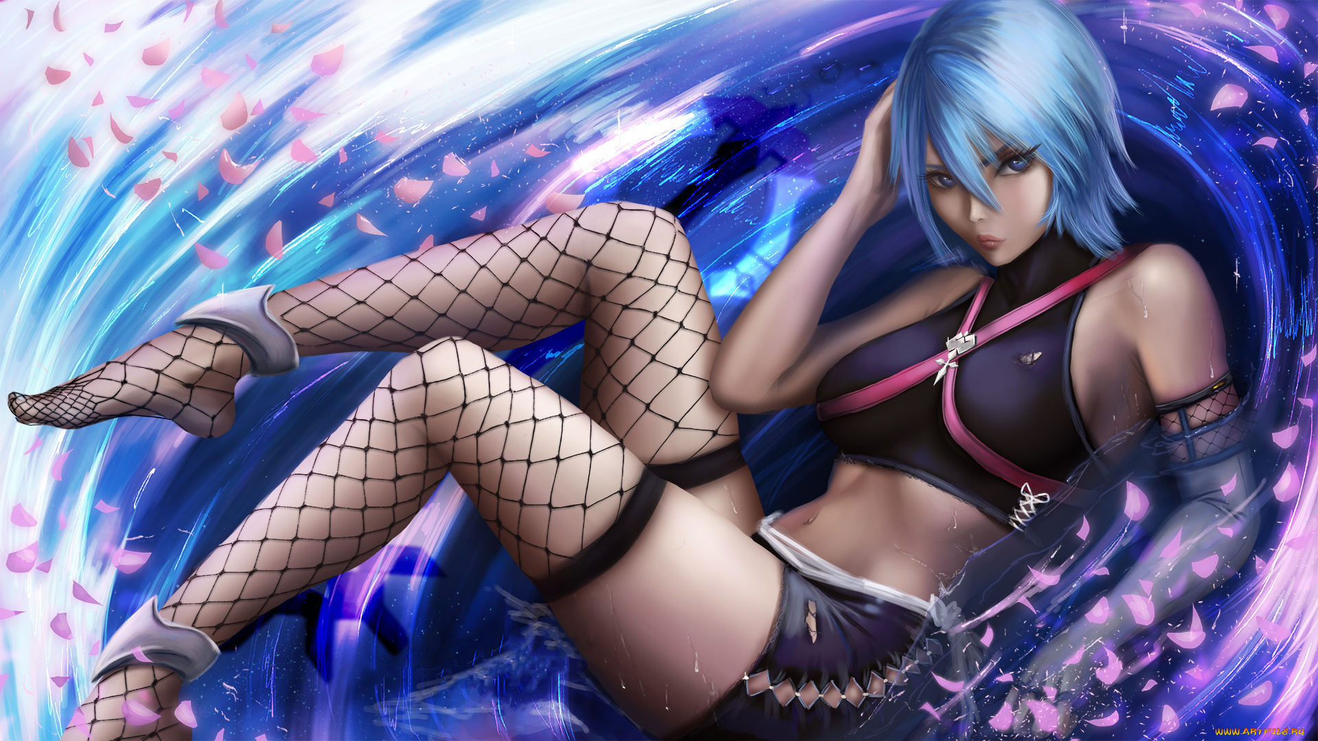 аниме, unknown, , другое, , вода, взгляд, фон, девушка