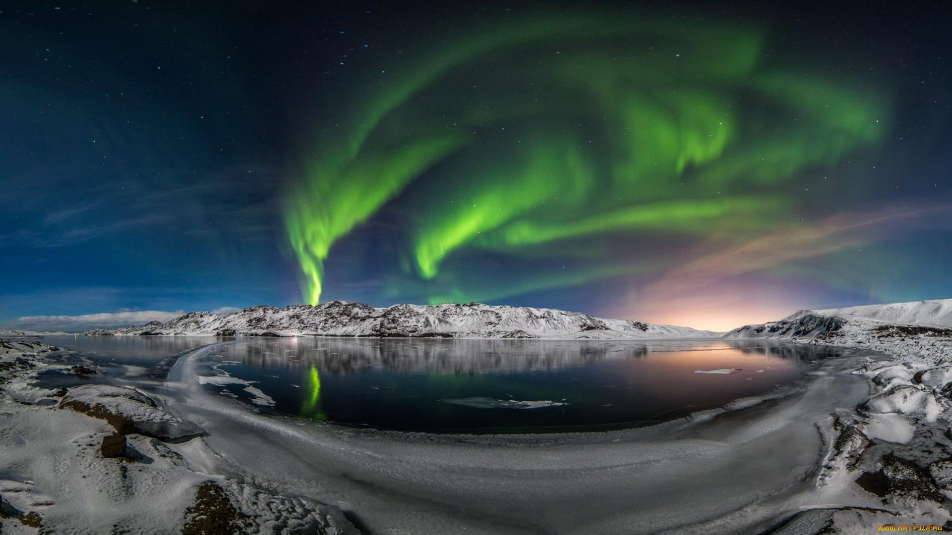 природа, северное, сияние, простор