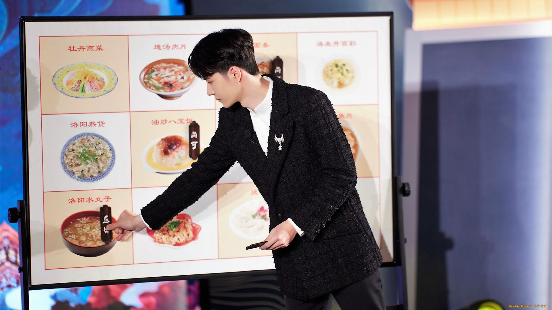 мужчины, wang, yi, bo, актер, стэнд, еда