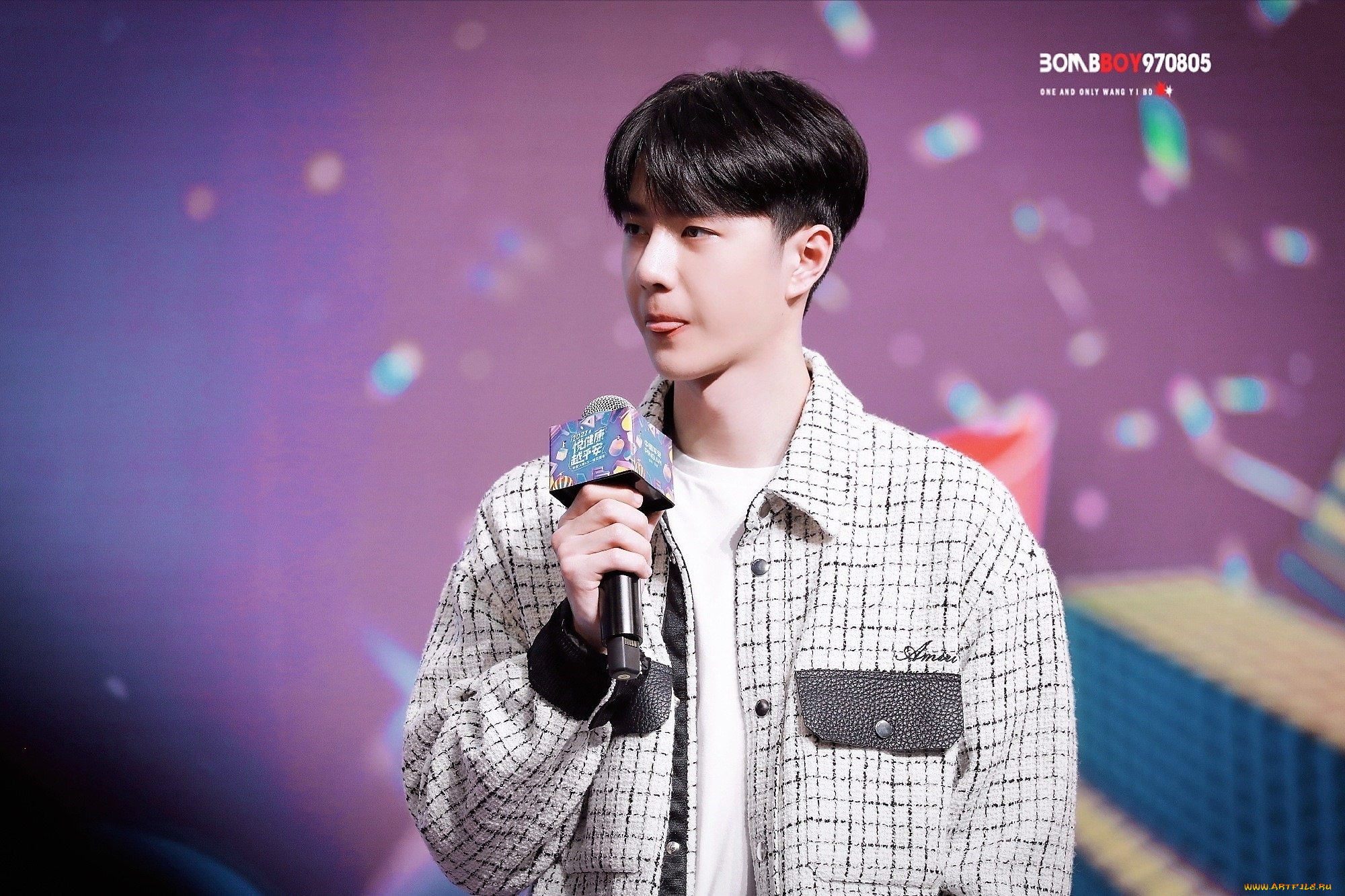 мужчины, wang, yi, bo, пиджак, микрофон, язык